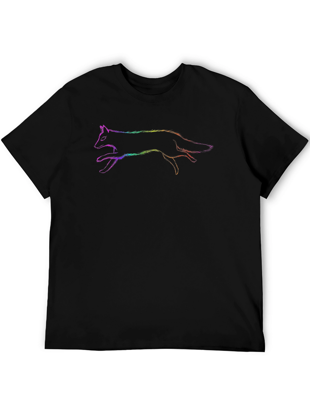 Rainbow Fox Graphic Black T-Shirt