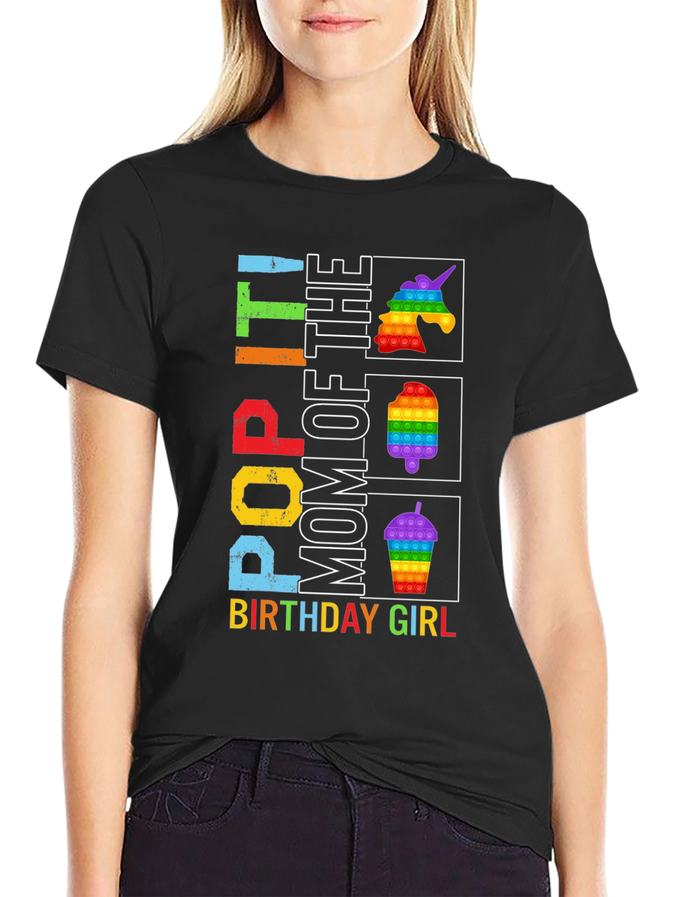 Pop It Mom Birthday Girl Graphic Tee