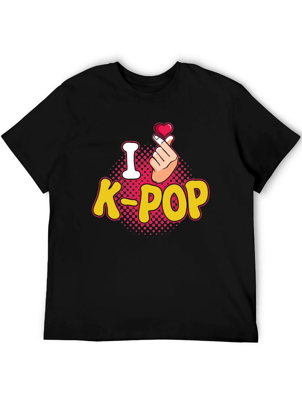 I Love K-Pop Heart Gesture Black T-Shirt