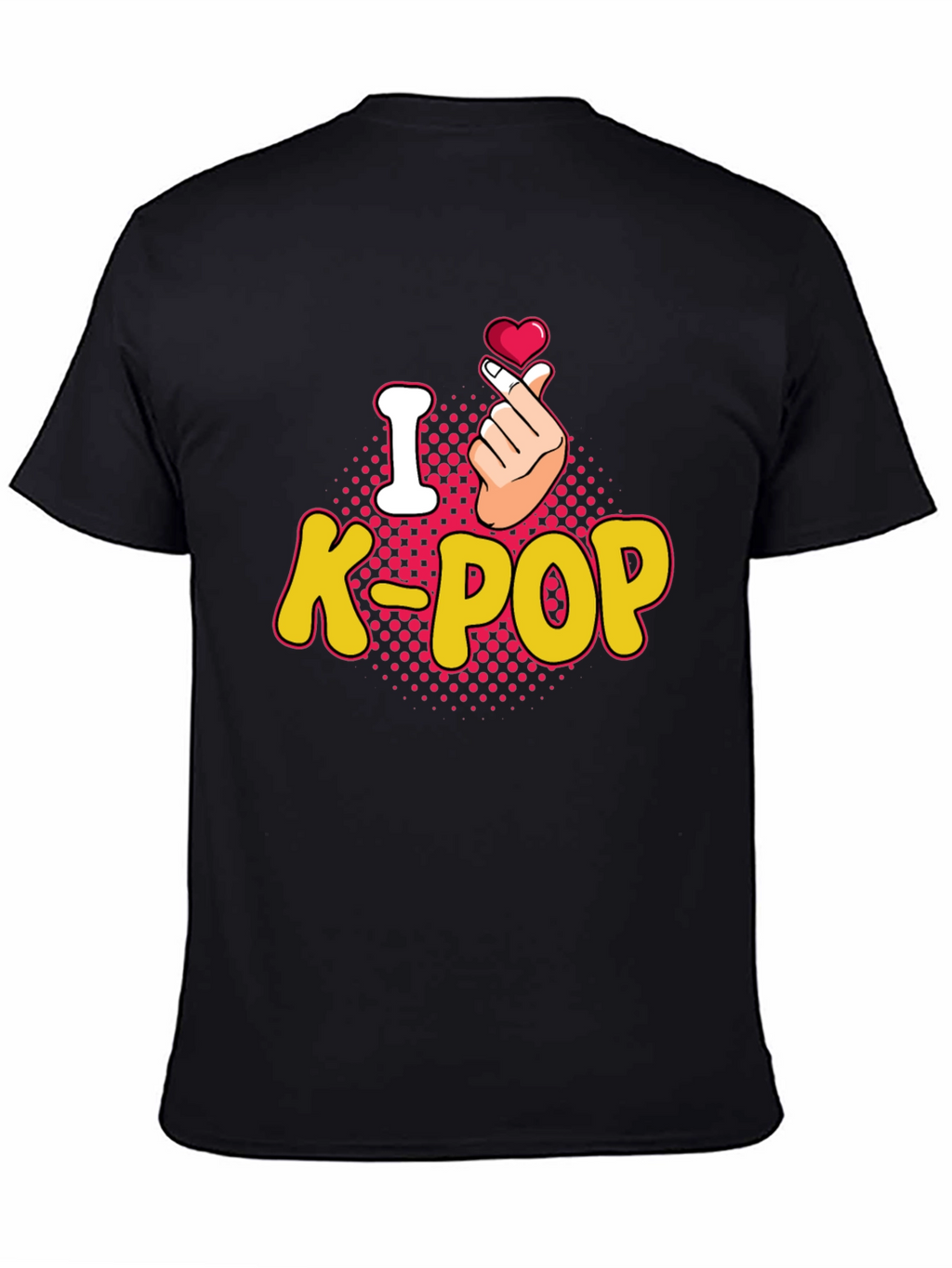 I Love K-Pop Heart Gesture Black T-Shirt