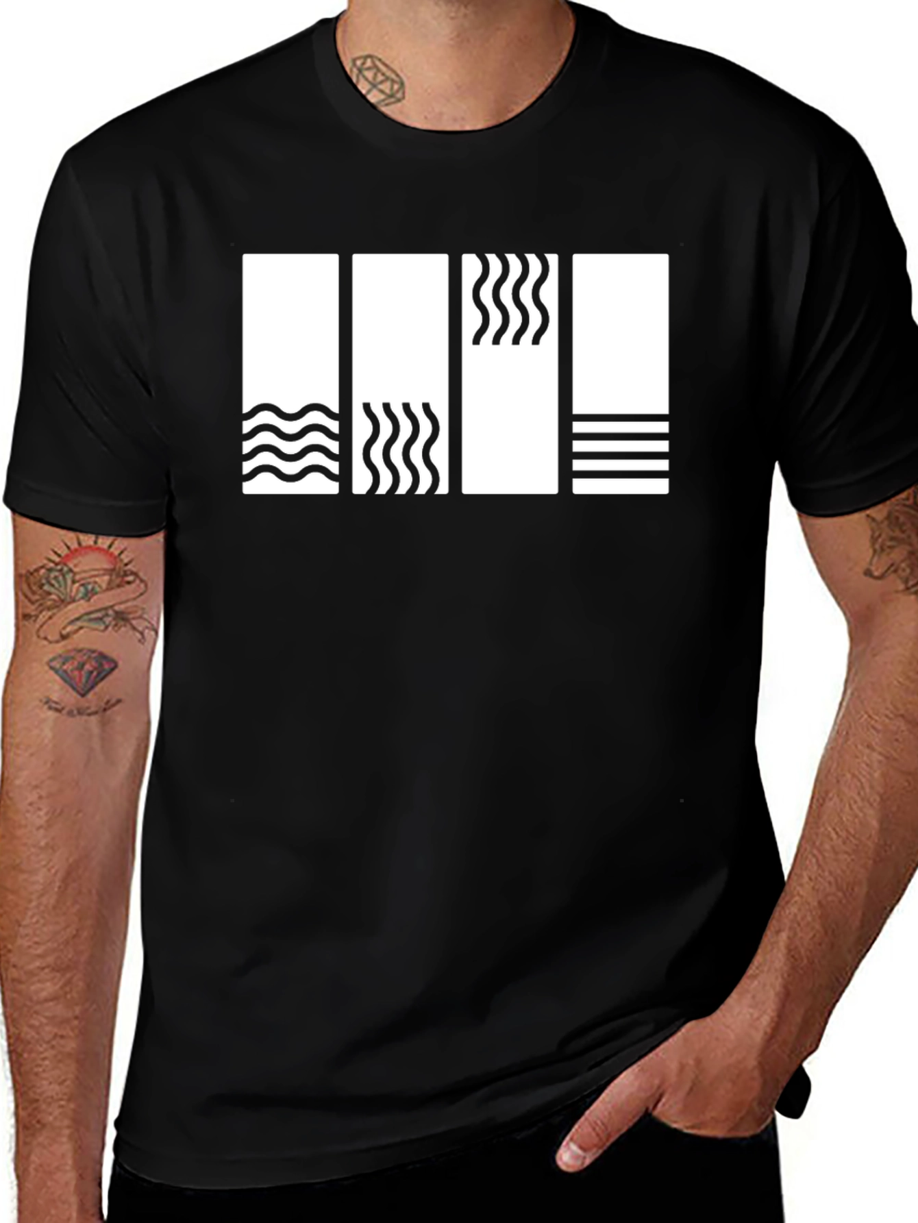 Minimalist Element Pattern Black T-Shirt