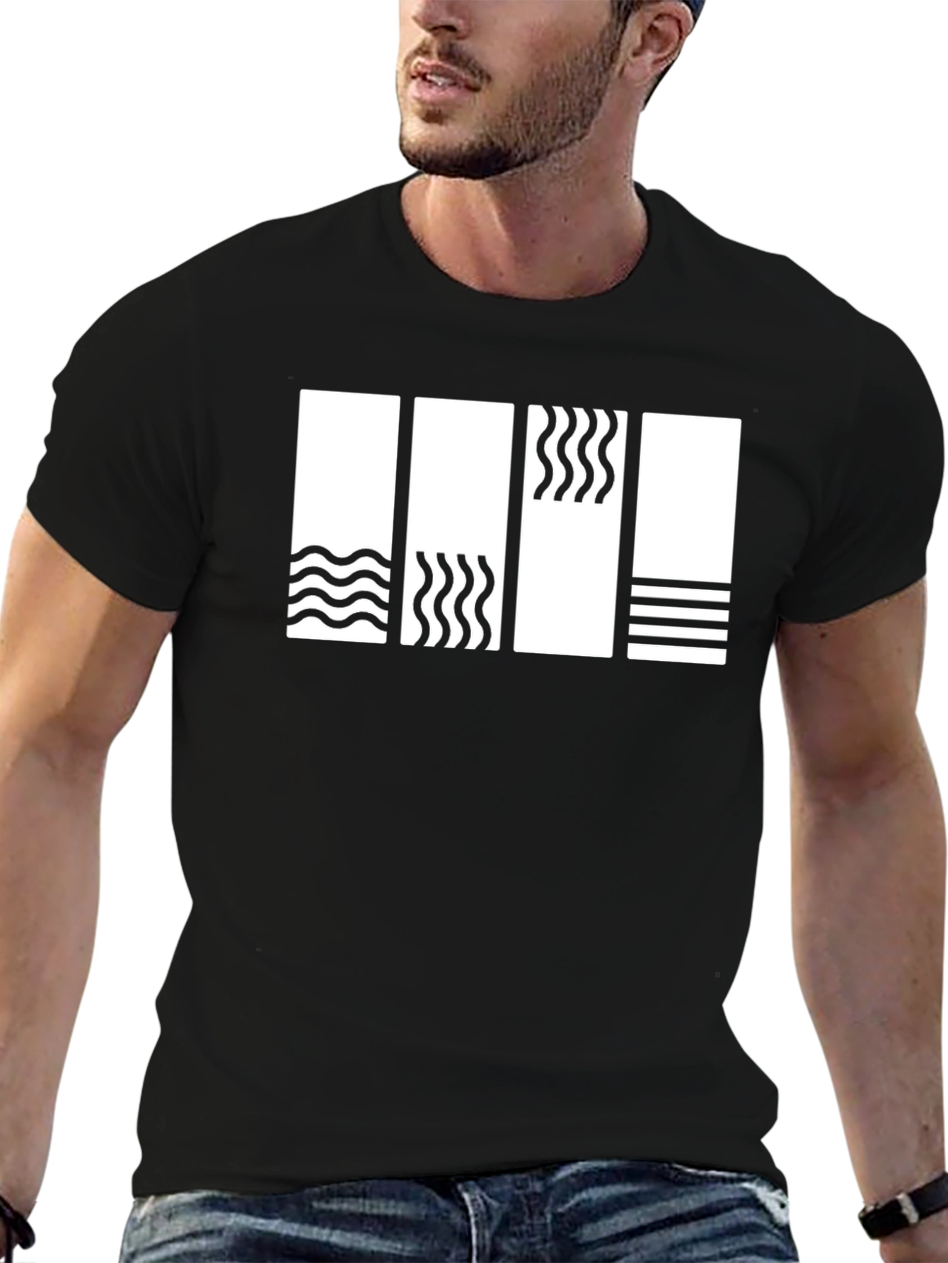 Minimalist Element Pattern Black T-Shirt