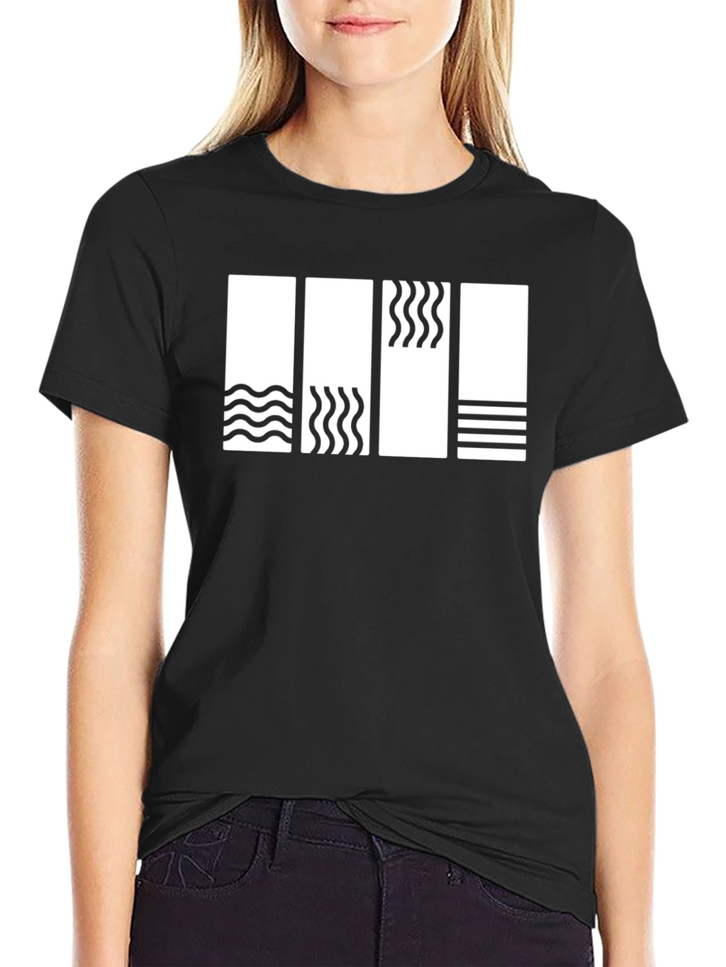 Minimalist Element Pattern Black T-Shirt