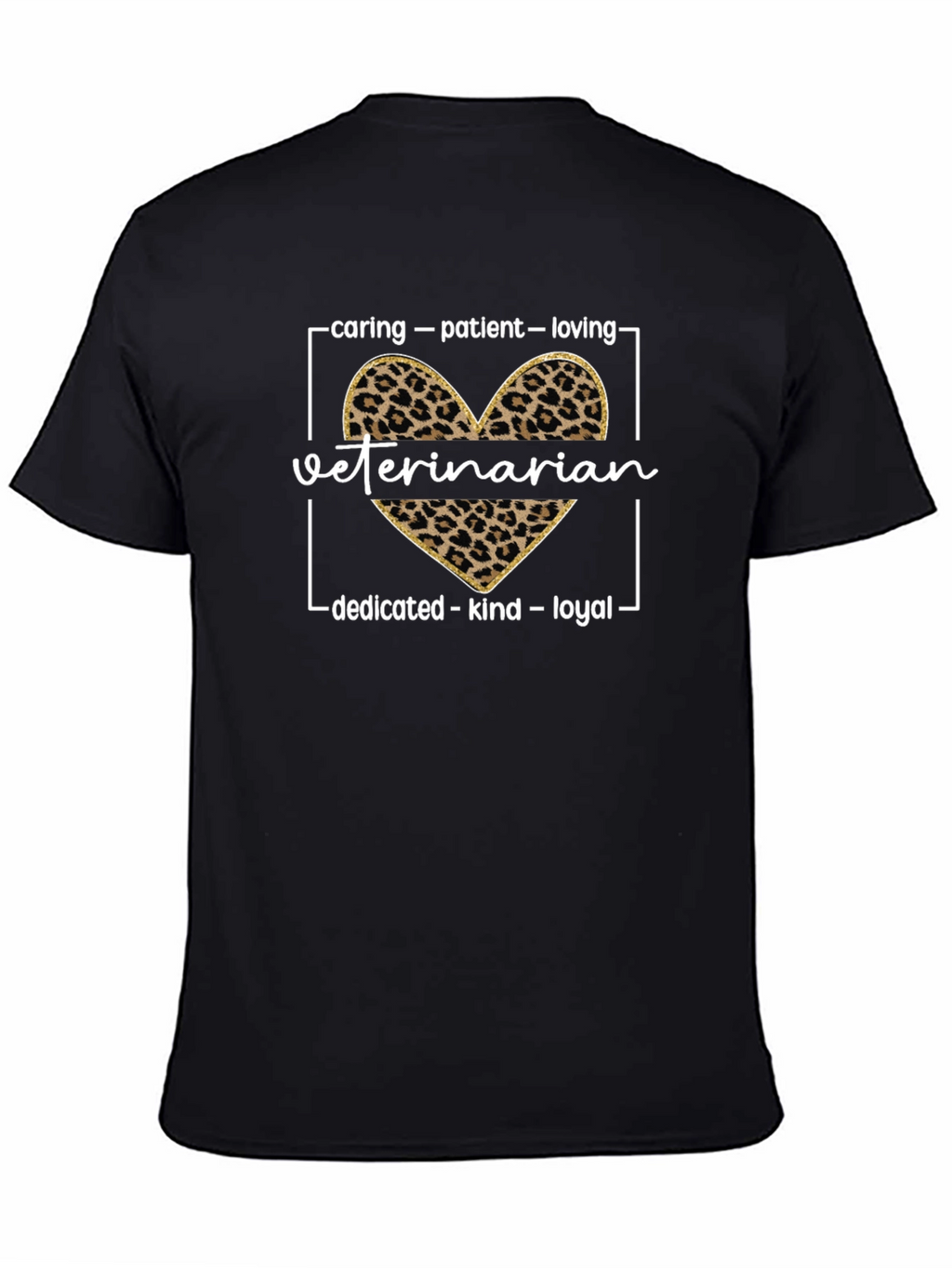 Veterinarian Leopard Heart Graphic T-Shirt