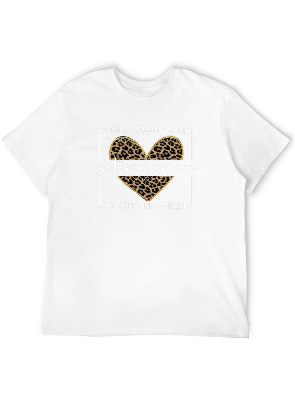 Veterinarian Leopard Heart Graphic T-Shirt