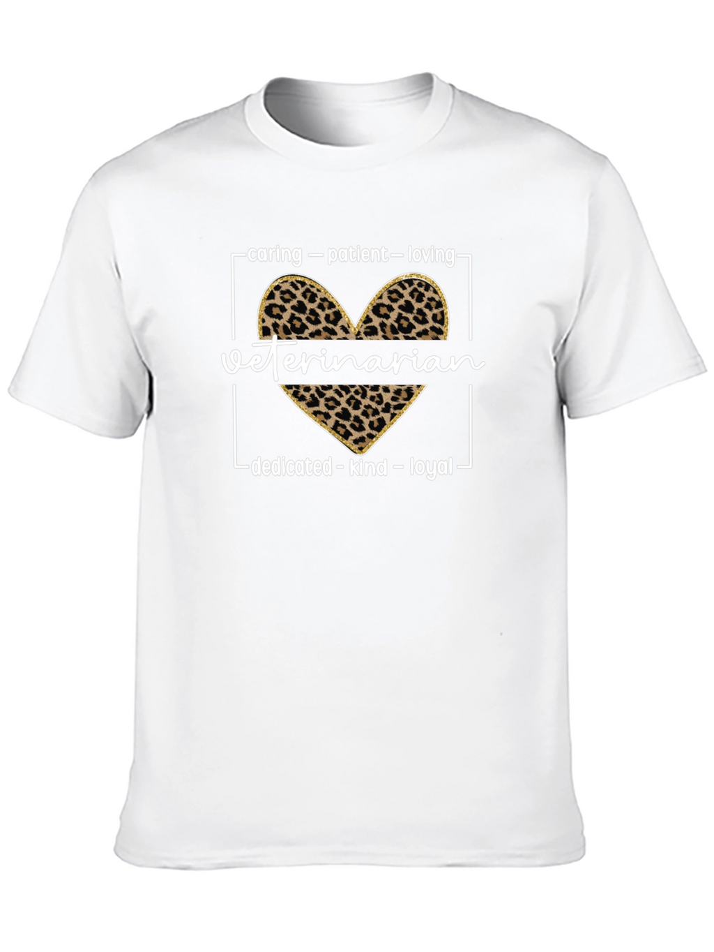 Veterinarian Leopard Heart Graphic T-Shirt