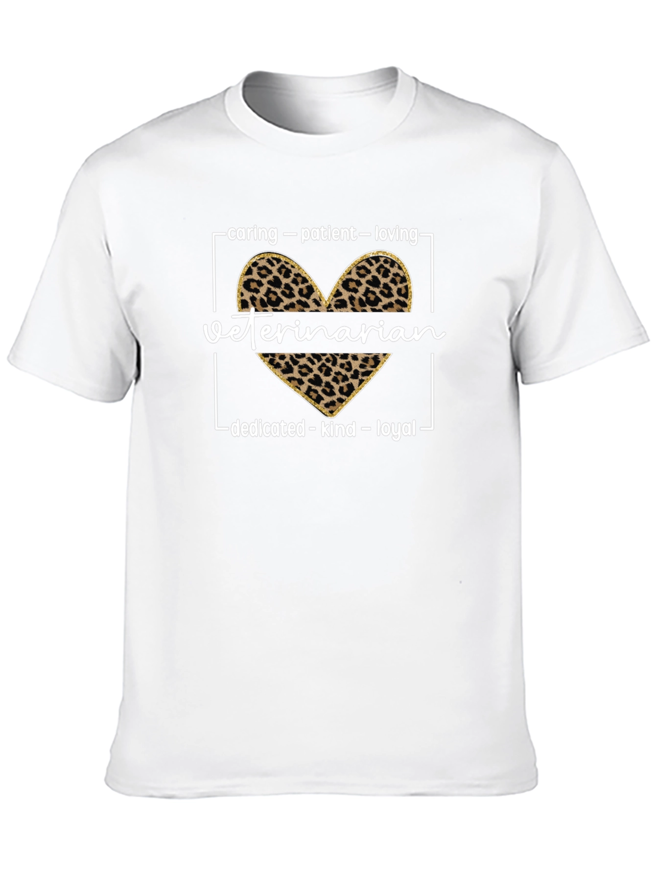Veterinarian Leopard Heart Graphic T-Shirt