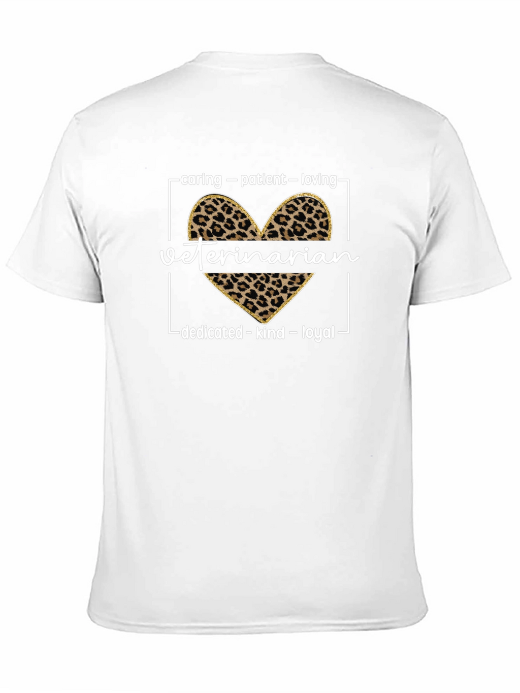 Veterinarian Leopard Heart Graphic T-Shirt