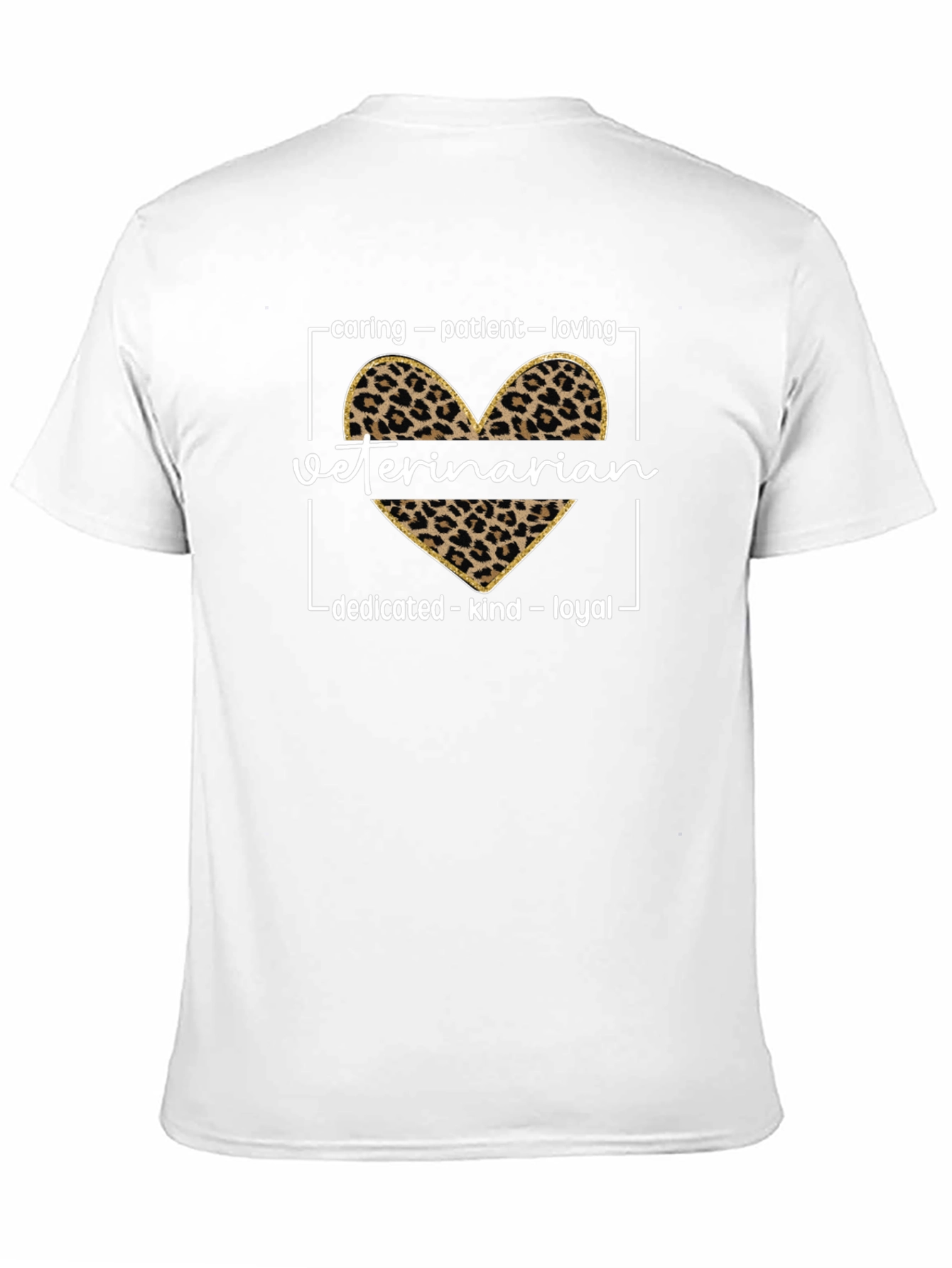Veterinarian Leopard Heart Graphic T-Shirt