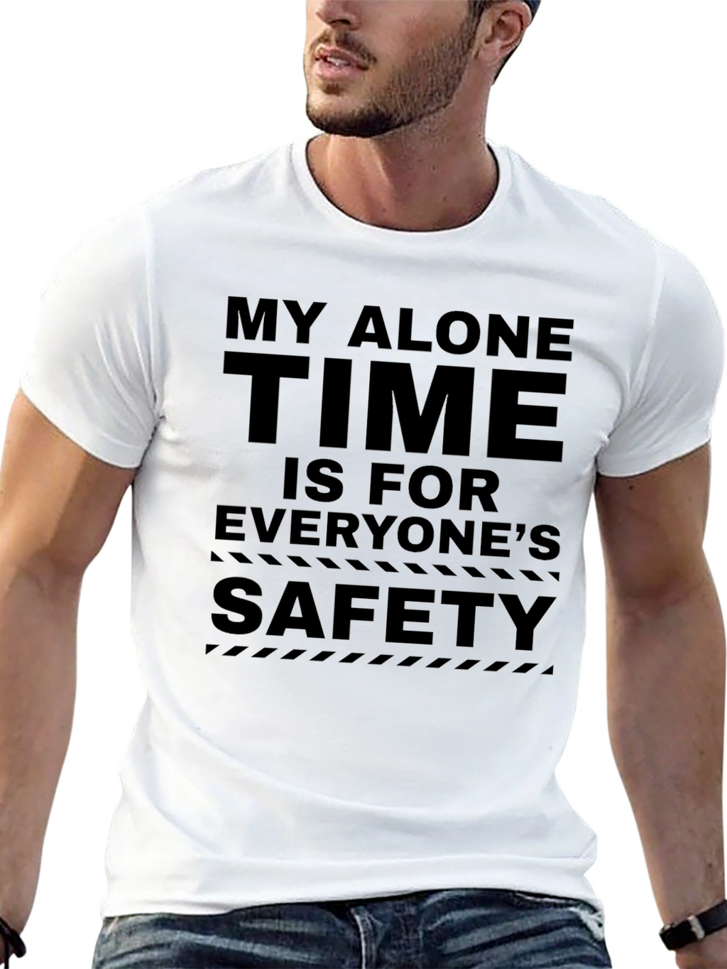 My Alone Time Safety Graphic Tee - Black Cotton