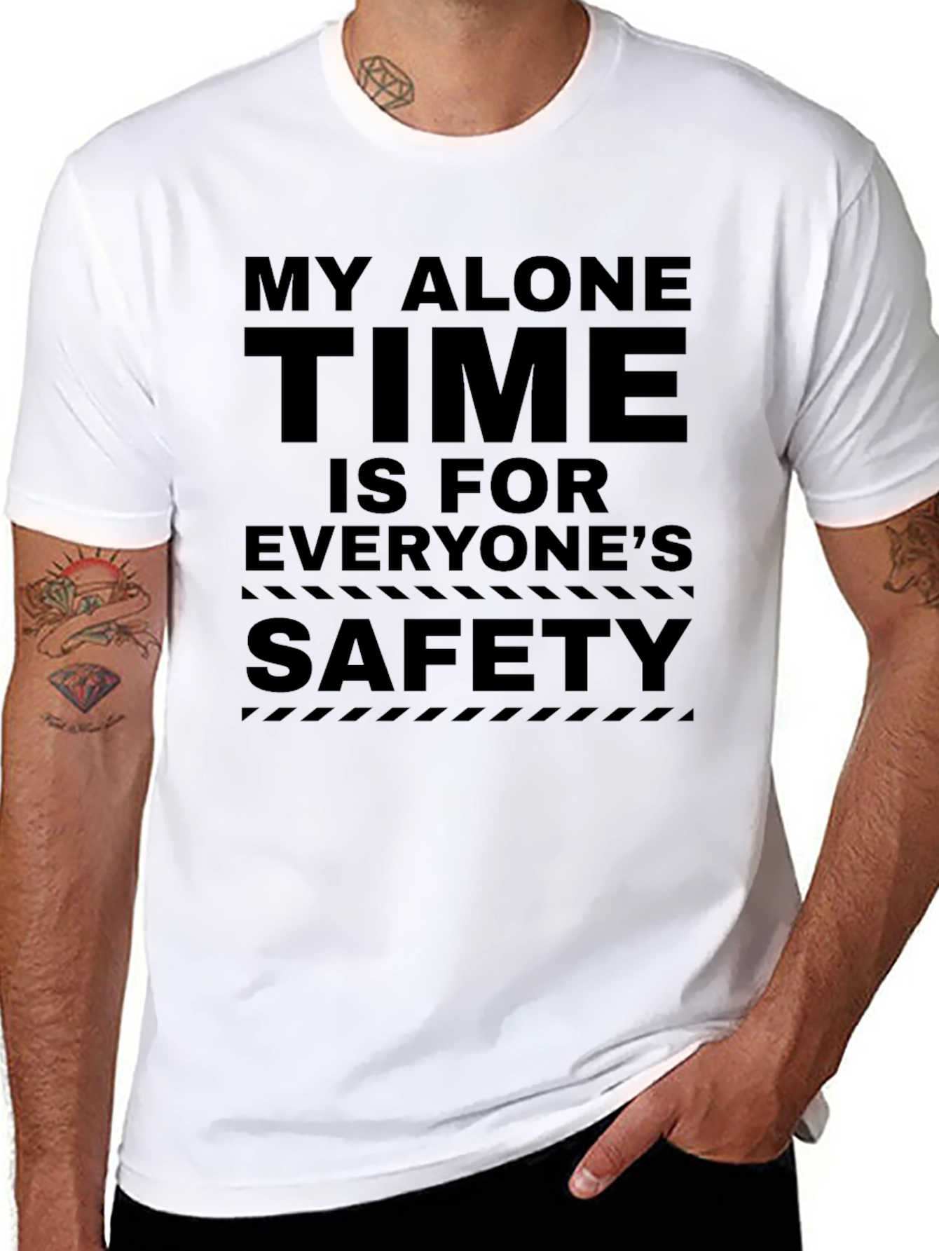 My Alone Time Safety Graphic Tee - Black Cotton