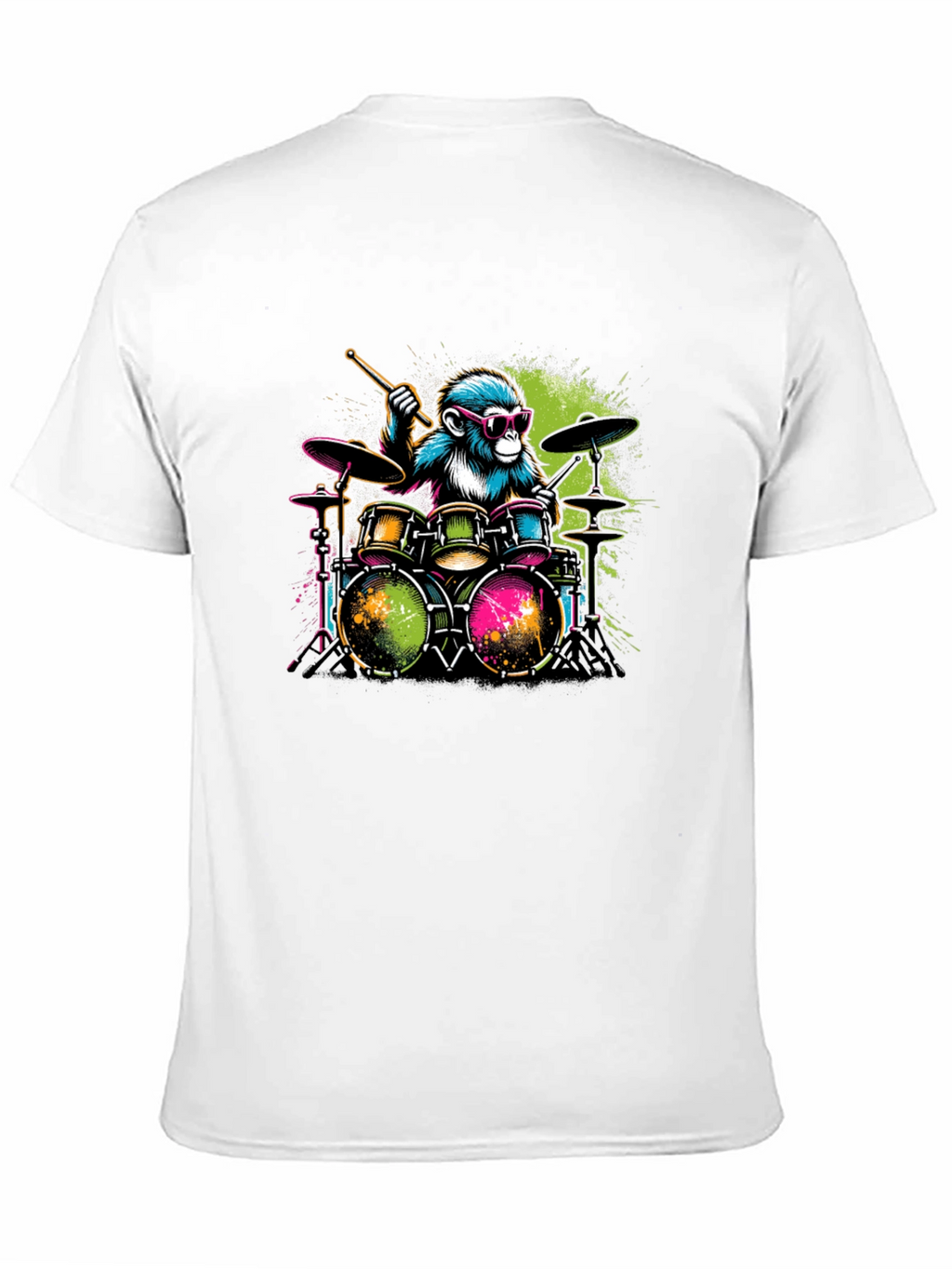 Monkey Drummer Graphic T-Shirt - Cool Animal Band Tee
