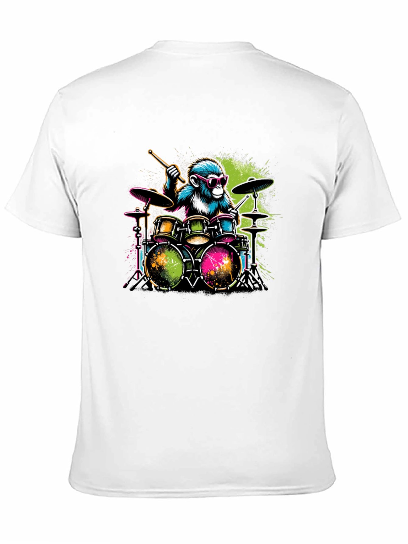 Monkey Drummer Graphic T-Shirt - Cool Animal Band Tee