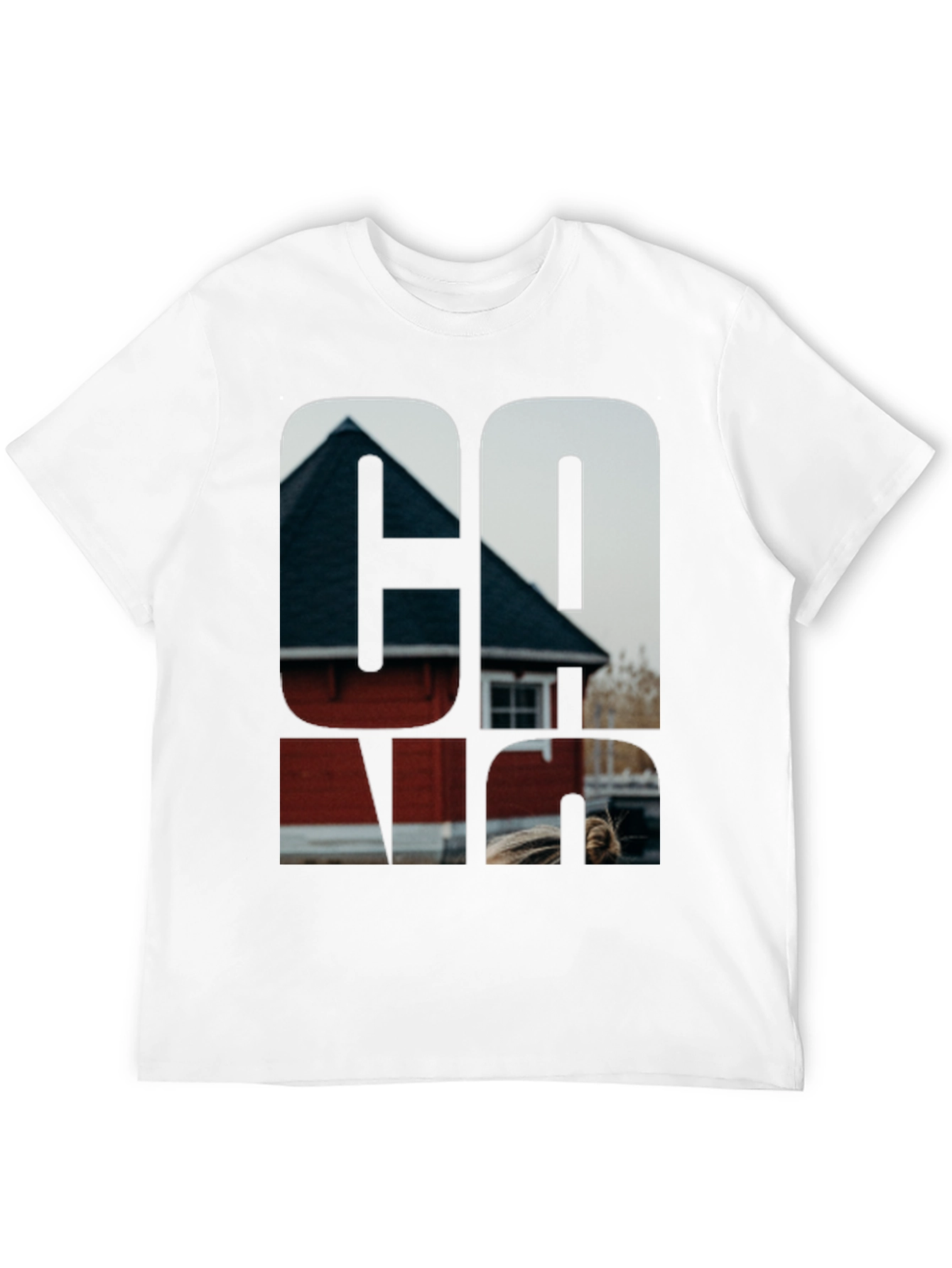 Cool Graphic Black T-Shirt with Home Print
