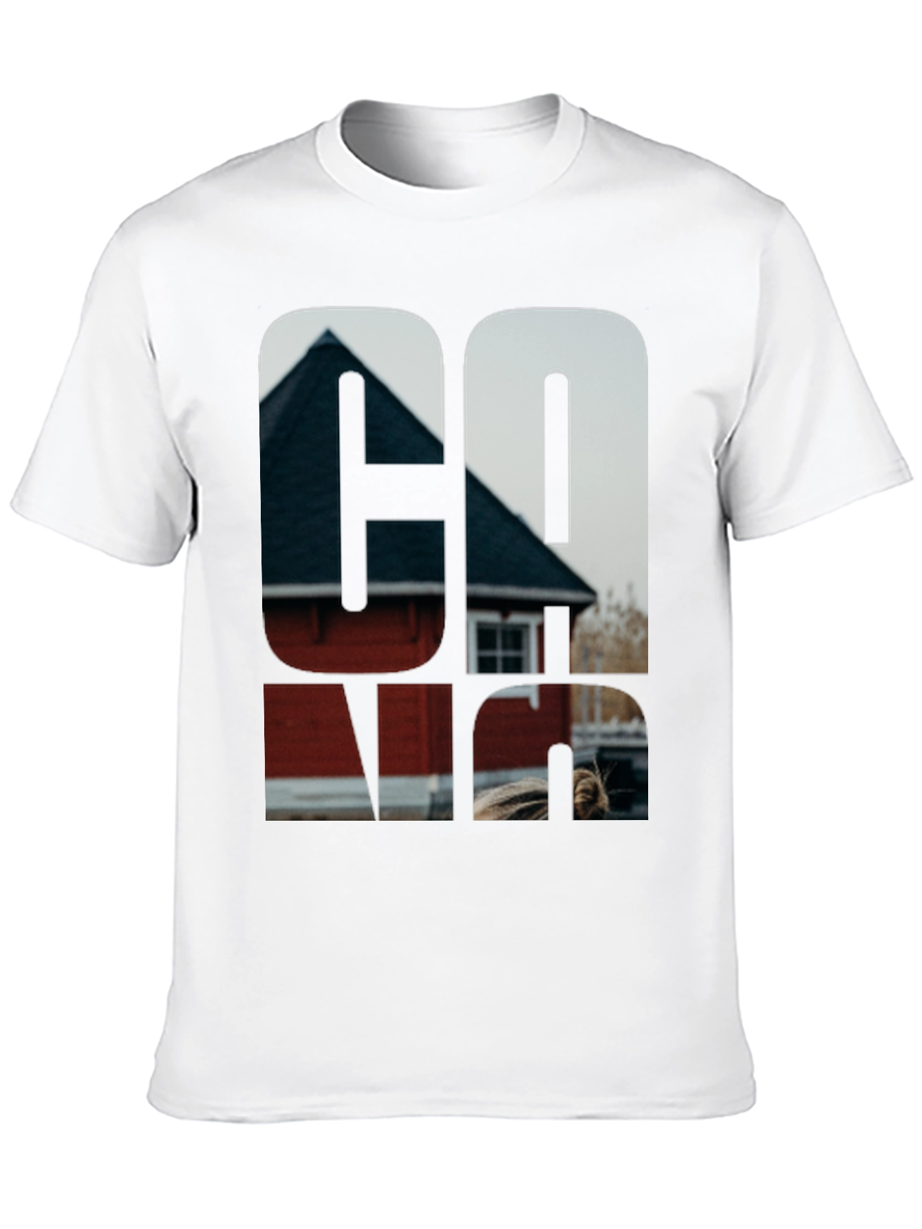 Cool Graphic Black T-Shirt with Home Print