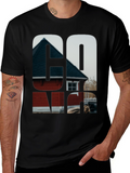 Cool Graphic Black T-Shirt with Home Print