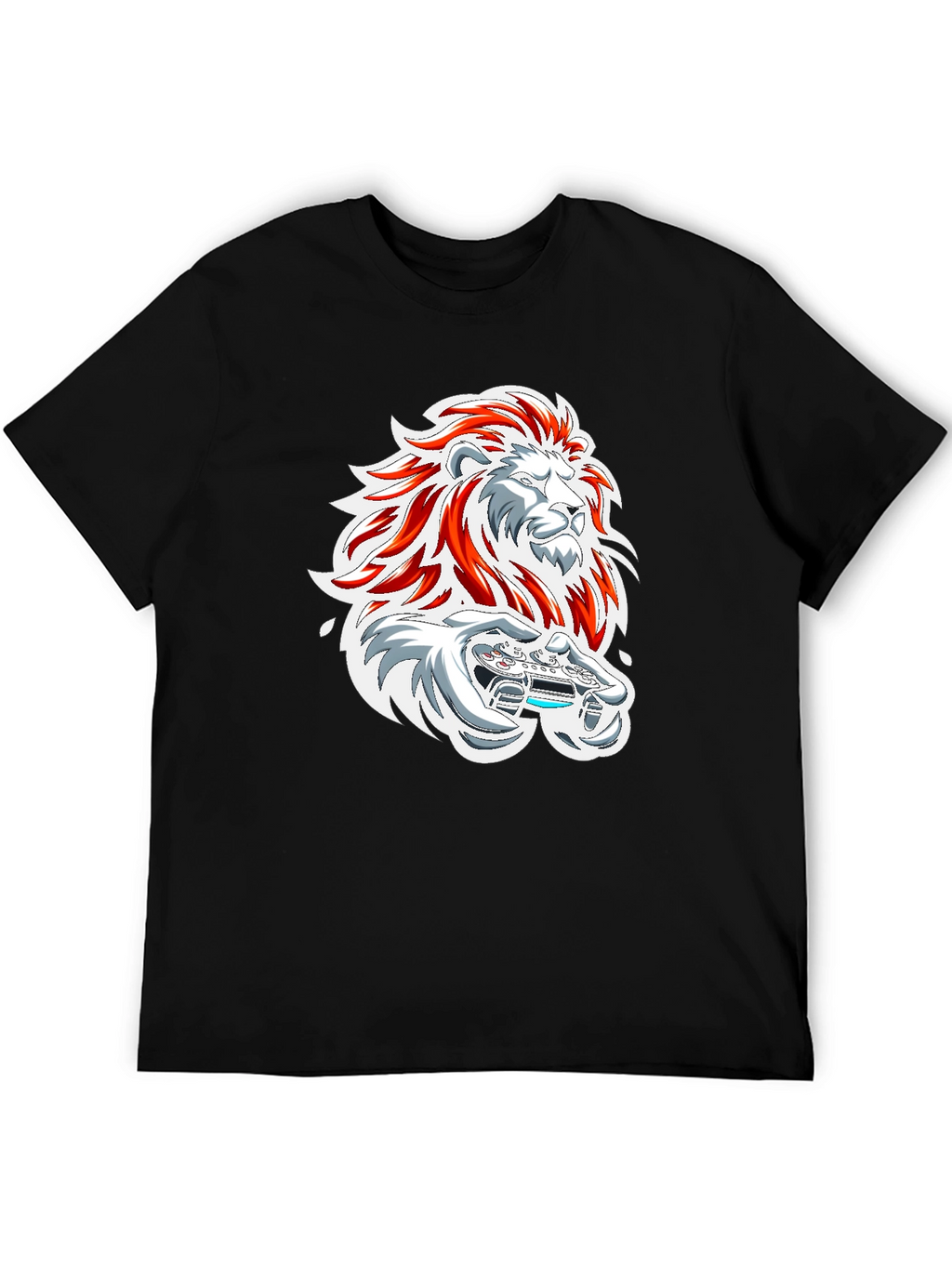 Lion Gamer Graphic Tee - Black