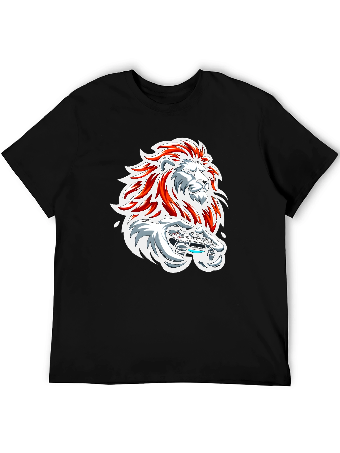 Lion Gamer Graphic Tee - Black