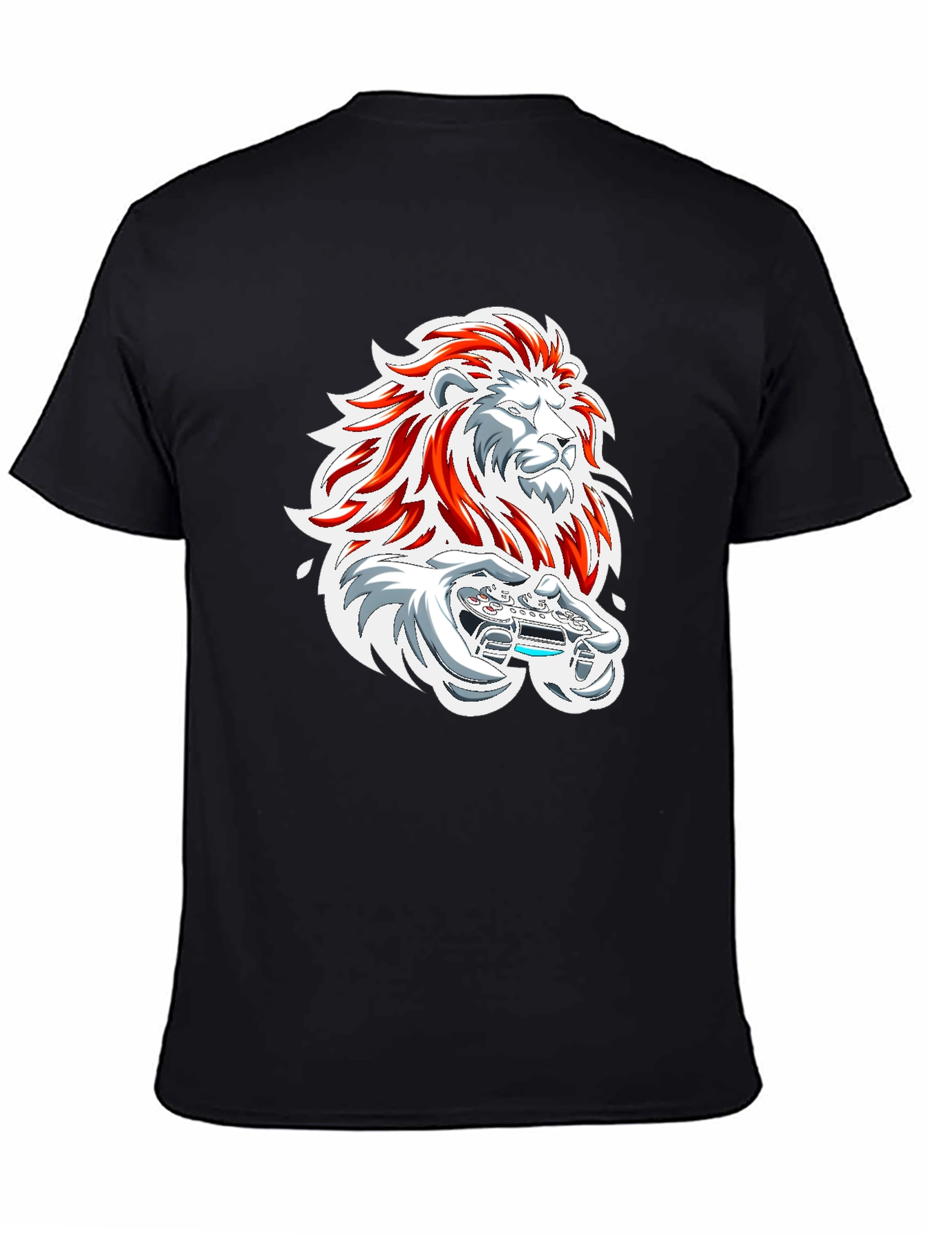 Lion Gamer Graphic Tee - Black
