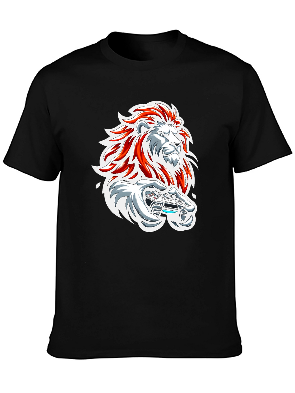 Lion Gamer Graphic Tee - Black