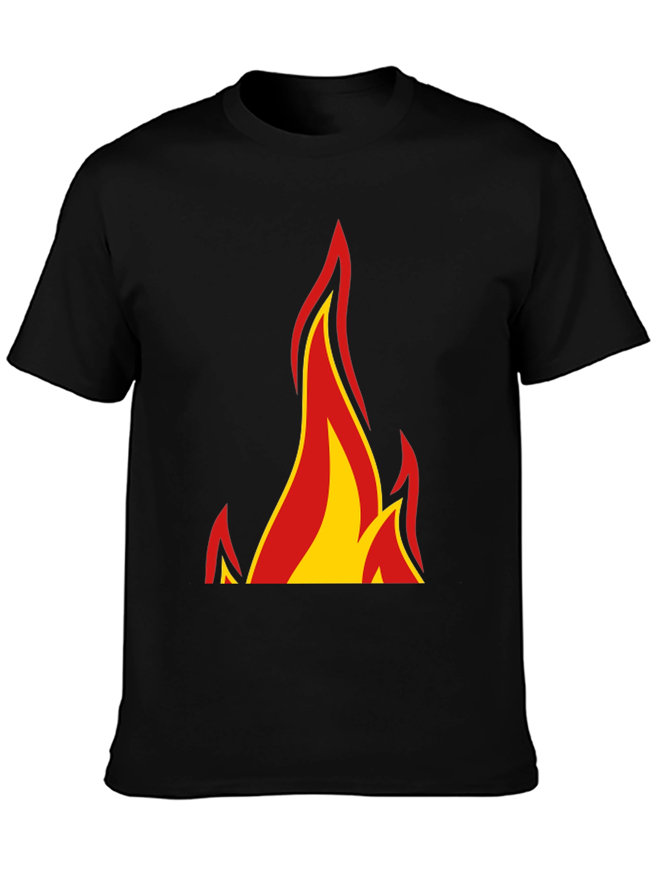 Fiery Flames Graphic Tee - Bold Black T-Shirt