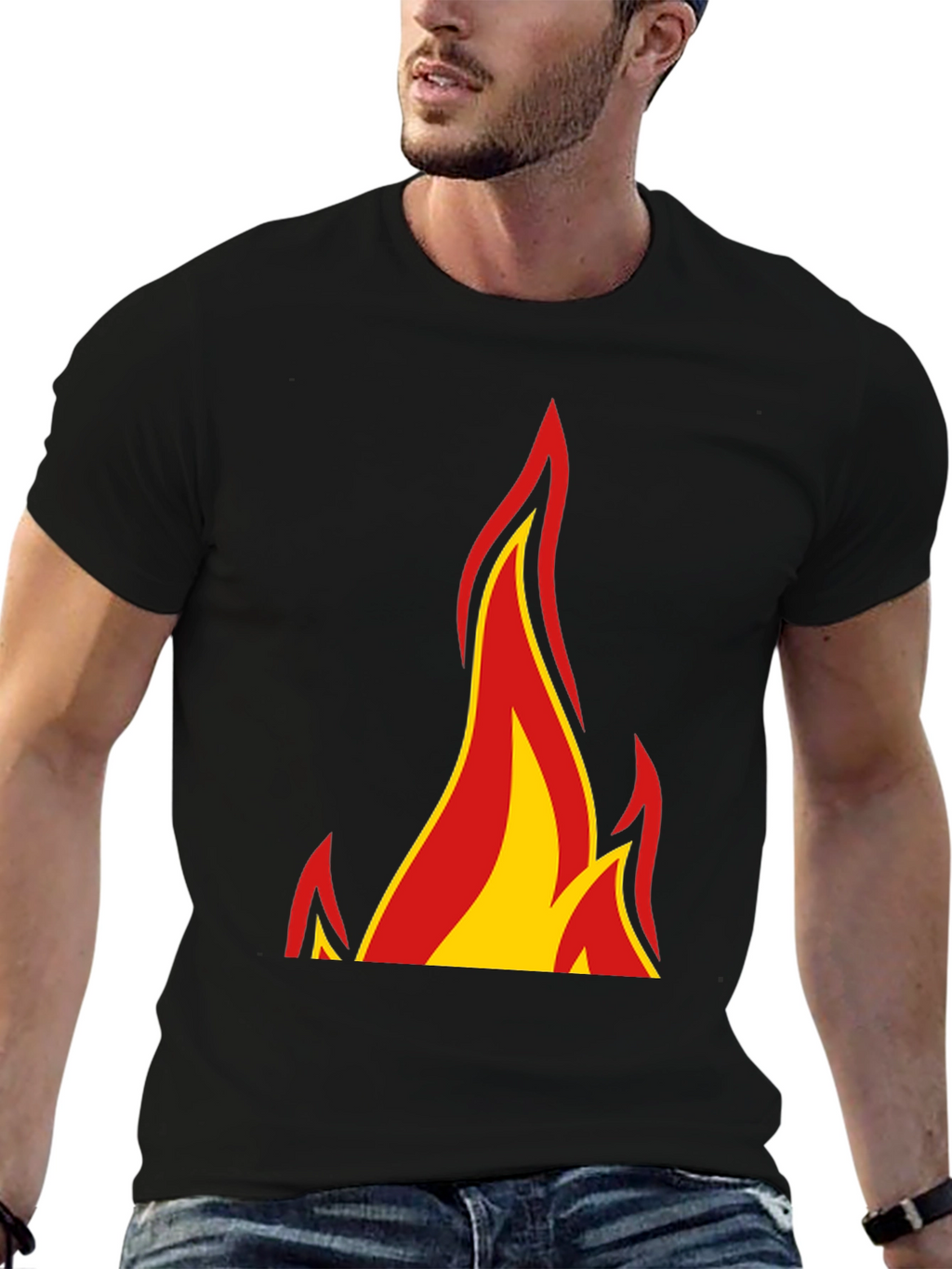 Fiery Flames Graphic Tee - Bold Black T-Shirt