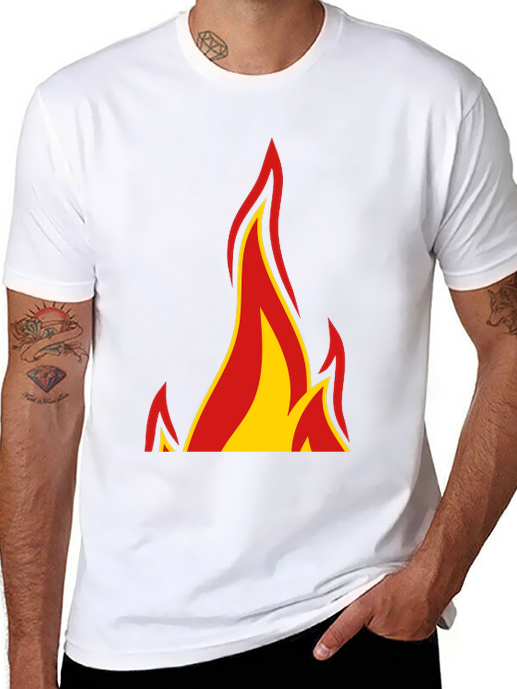 Fiery Flames Graphic Tee - Bold Black T-Shirt
