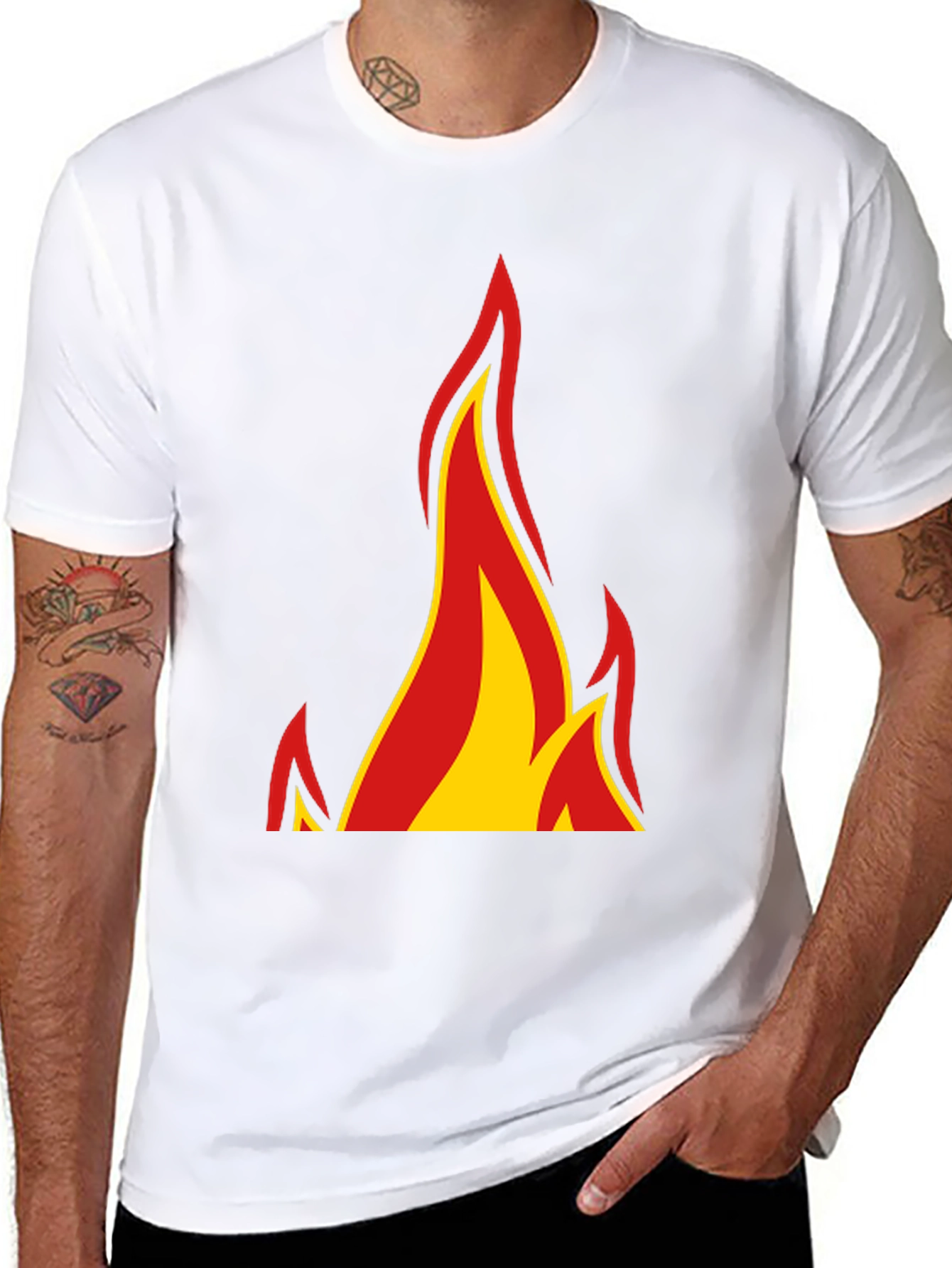 Fiery Flames Graphic Tee - Bold Black T-Shirt