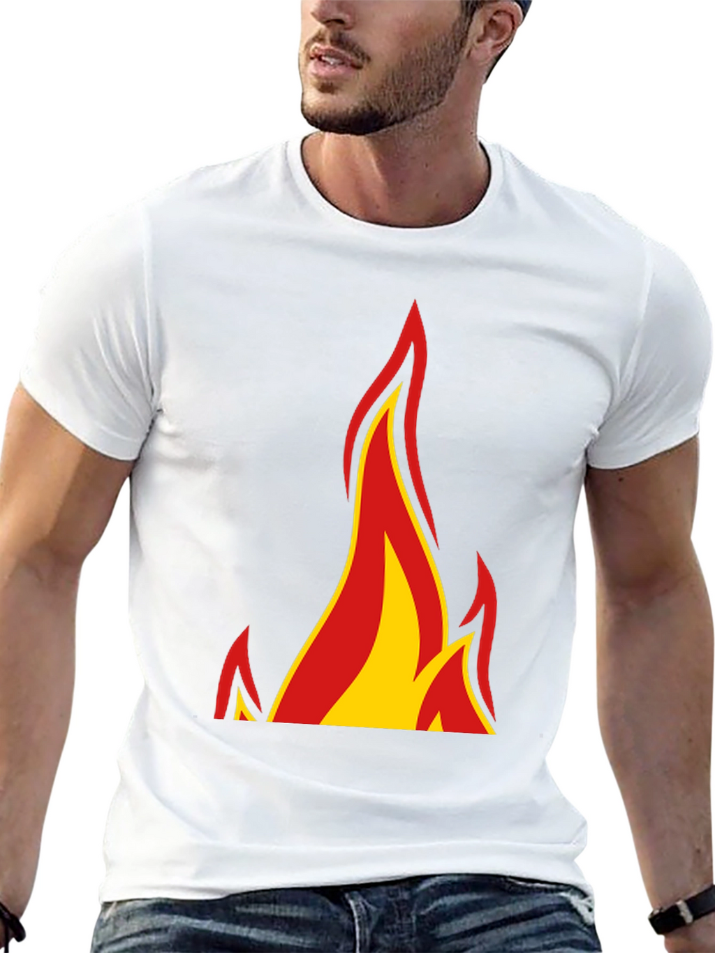 Fiery Flames Graphic Tee - Bold Black T-Shirt
