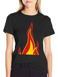 Fiery Flames Graphic Tee - Bold Black T-Shirt