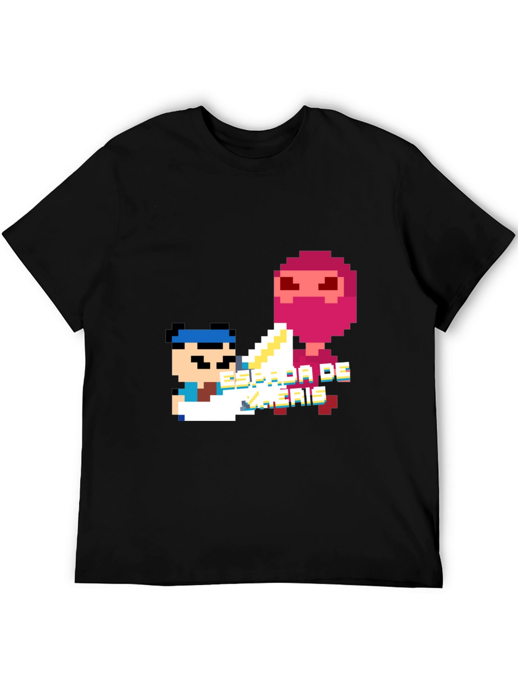 Pixel Art Ninja Graphic Tee - Black