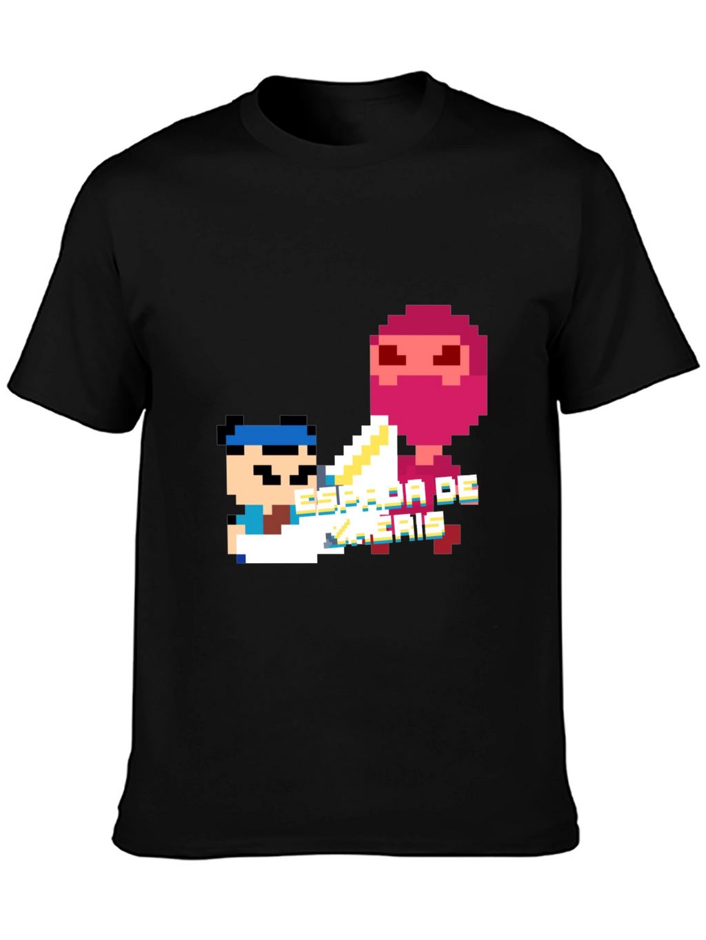 Pixel Art Ninja Graphic Tee - Black