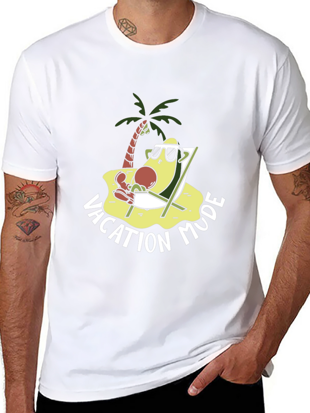 Vacation Mode Avocado T-Shirt - Relaxed Beach Style