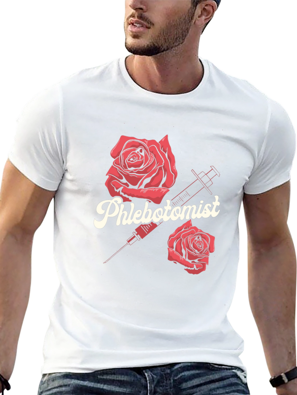 Phlebotomist Rose Syringe Graphic T-Shirt