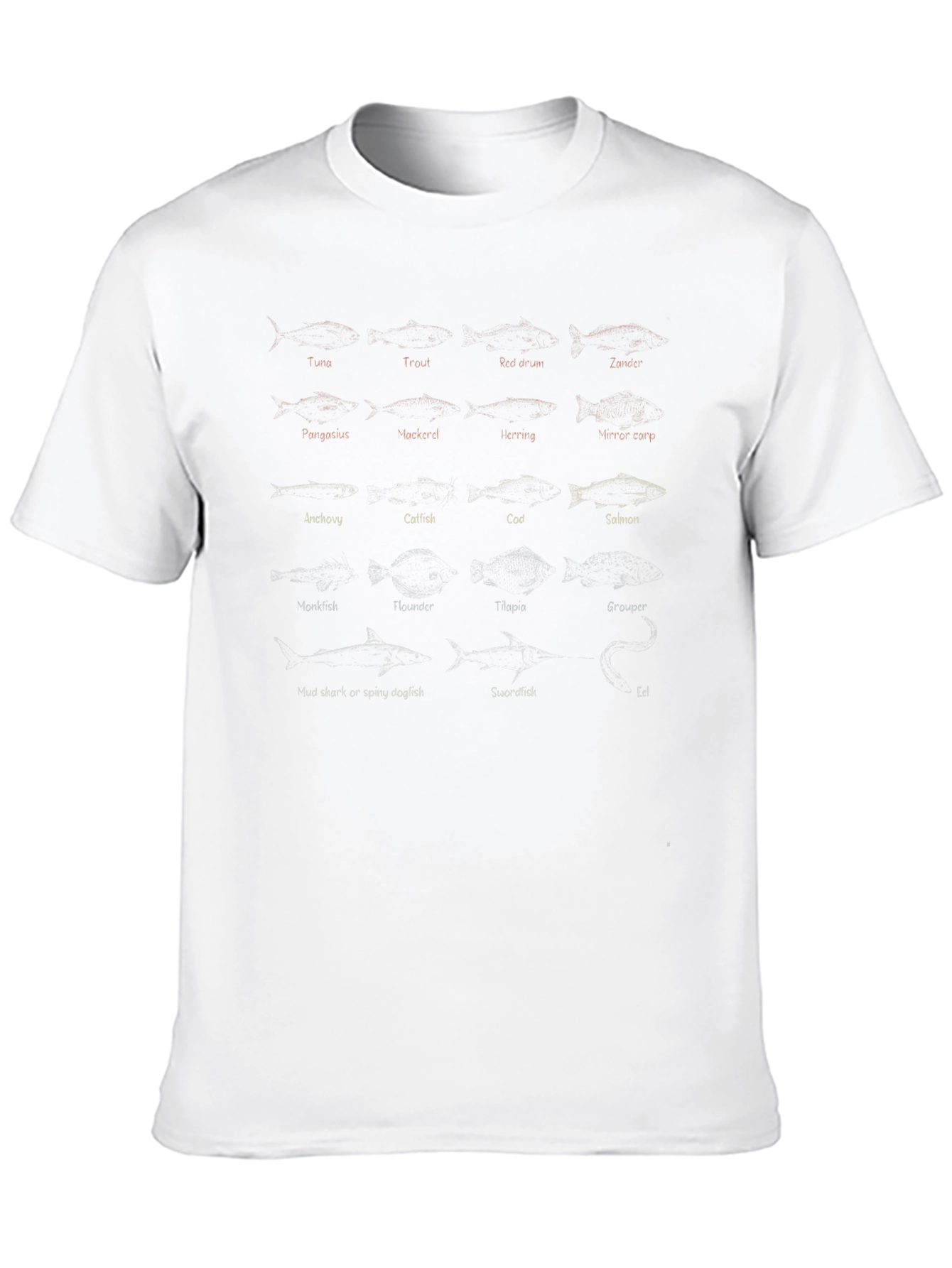 Fish Species Graphic Print Black T-Shirt