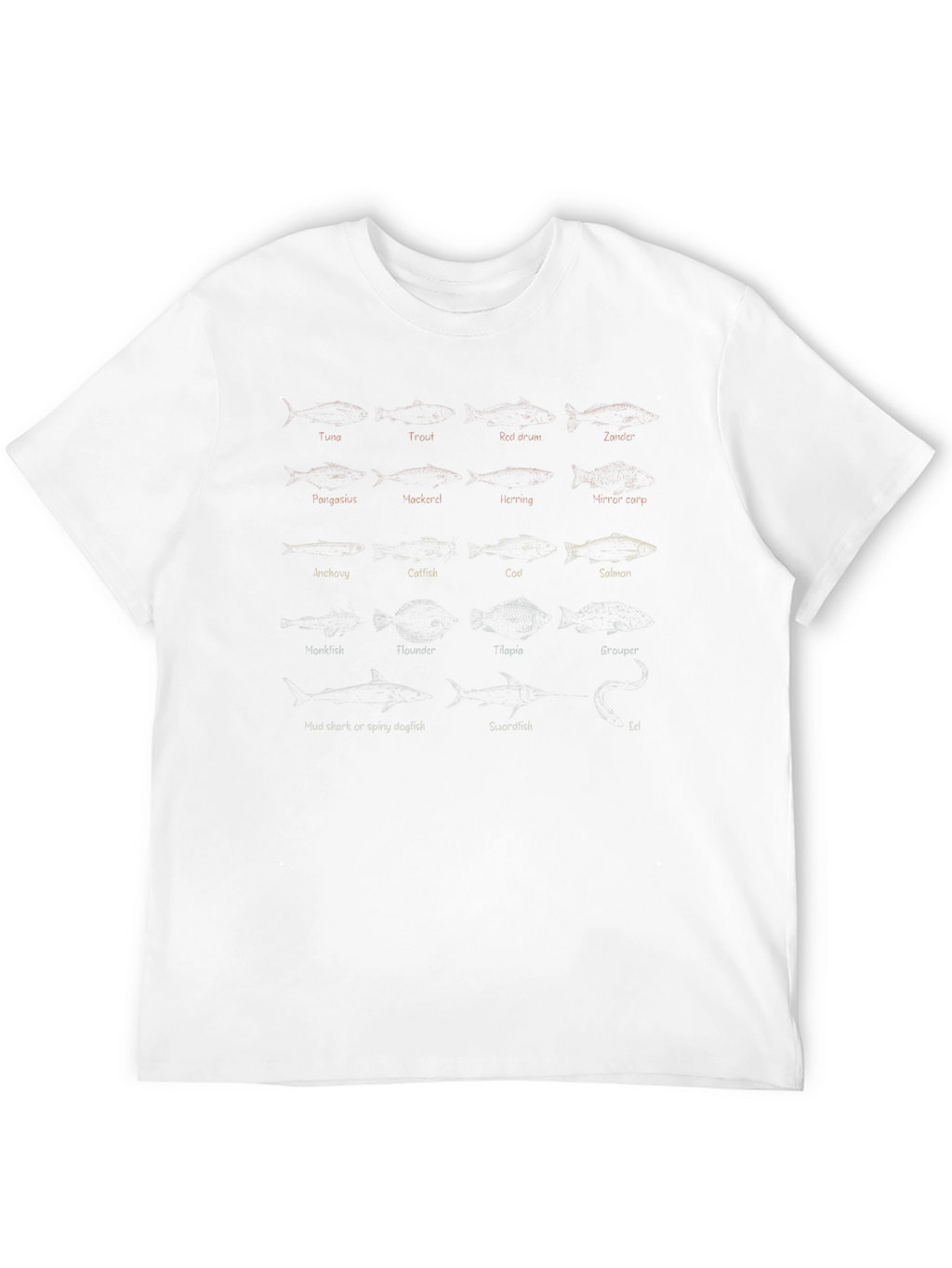 Fish Species Graphic Print Black T-Shirt