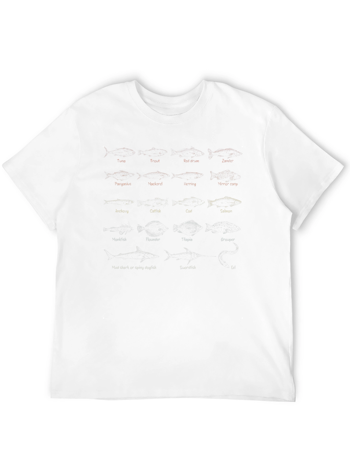 Fish Species Graphic Print Black T-Shirt