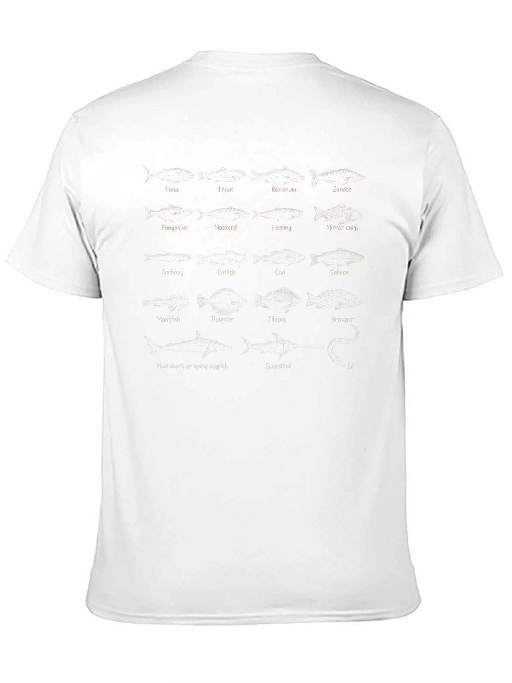 Fish Species Graphic Print Black T-Shirt