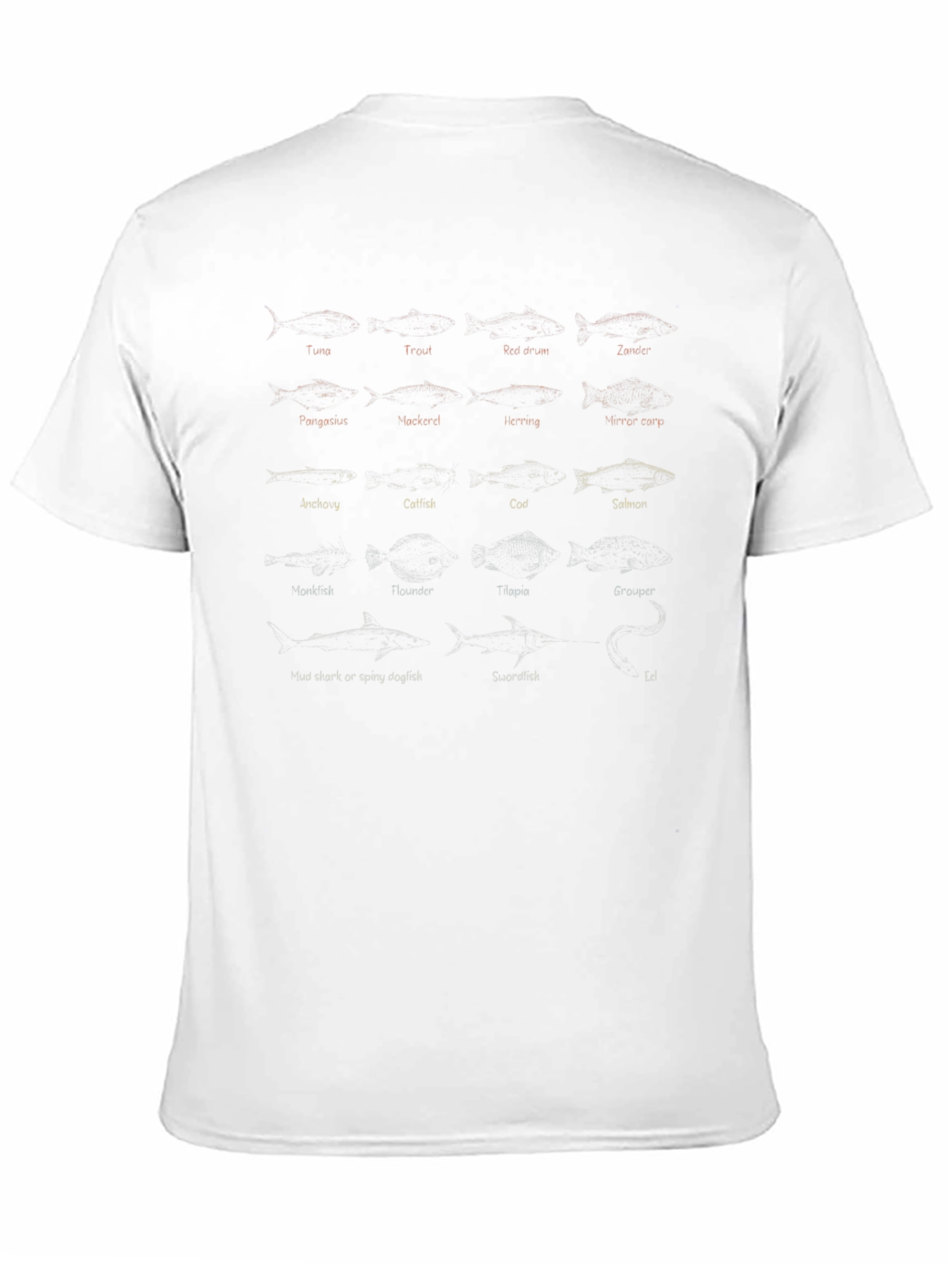Fish Species Graphic Print Black T-Shirt