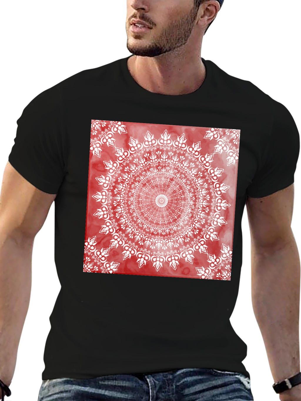 Red Mandala Graphic T-Shirt