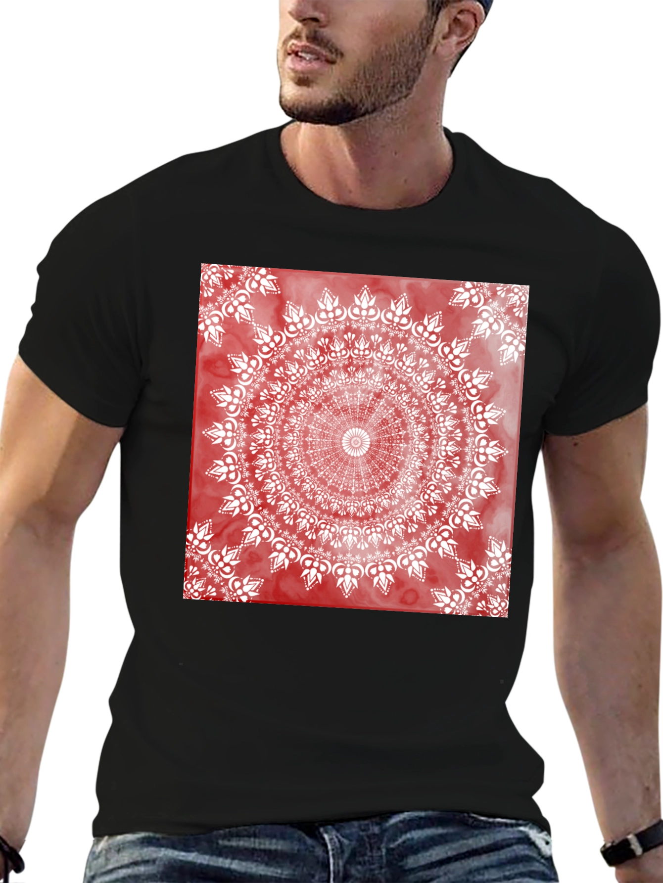 Red Mandala Graphic T-Shirt