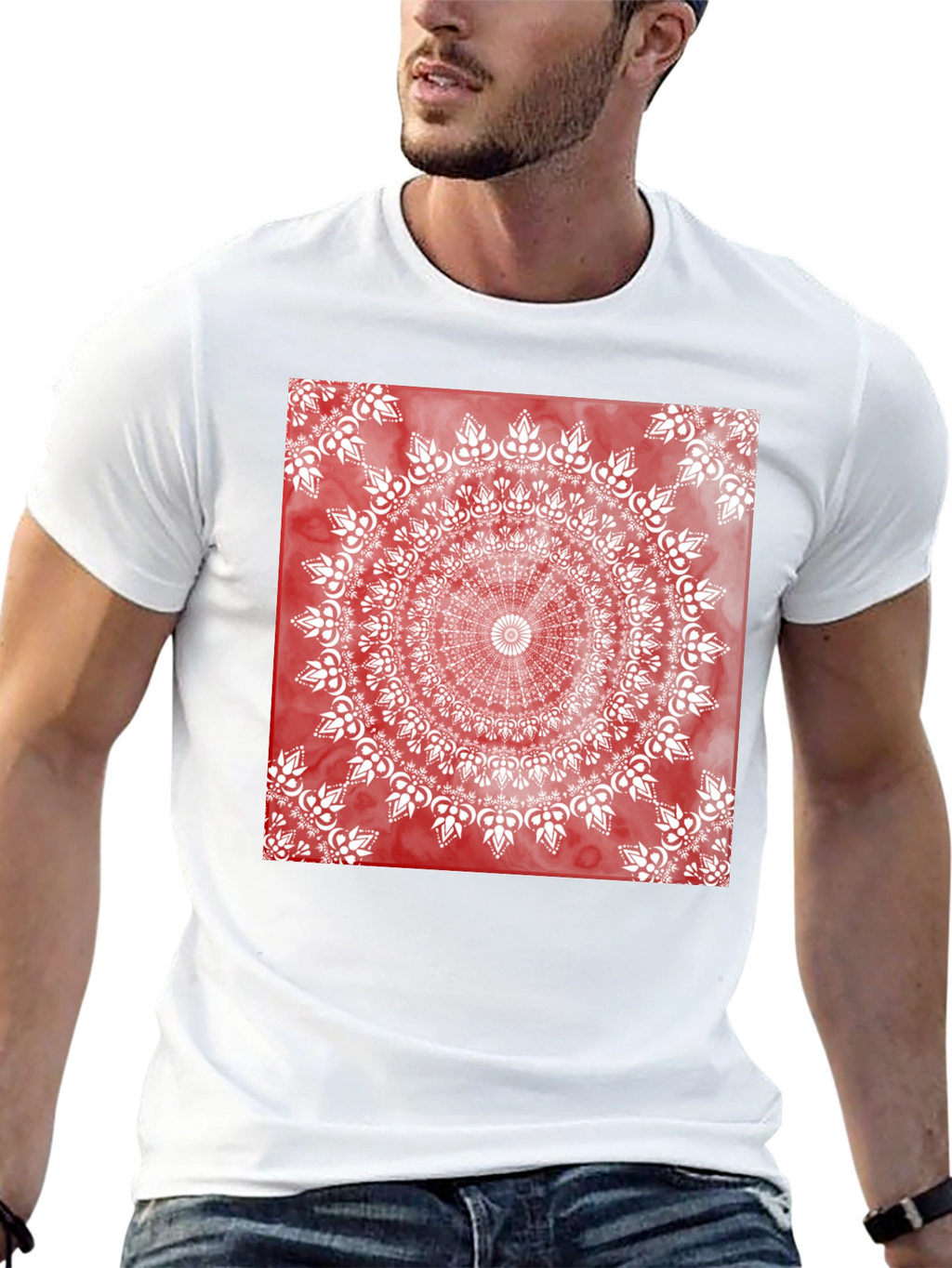 Red Mandala Graphic T-Shirt