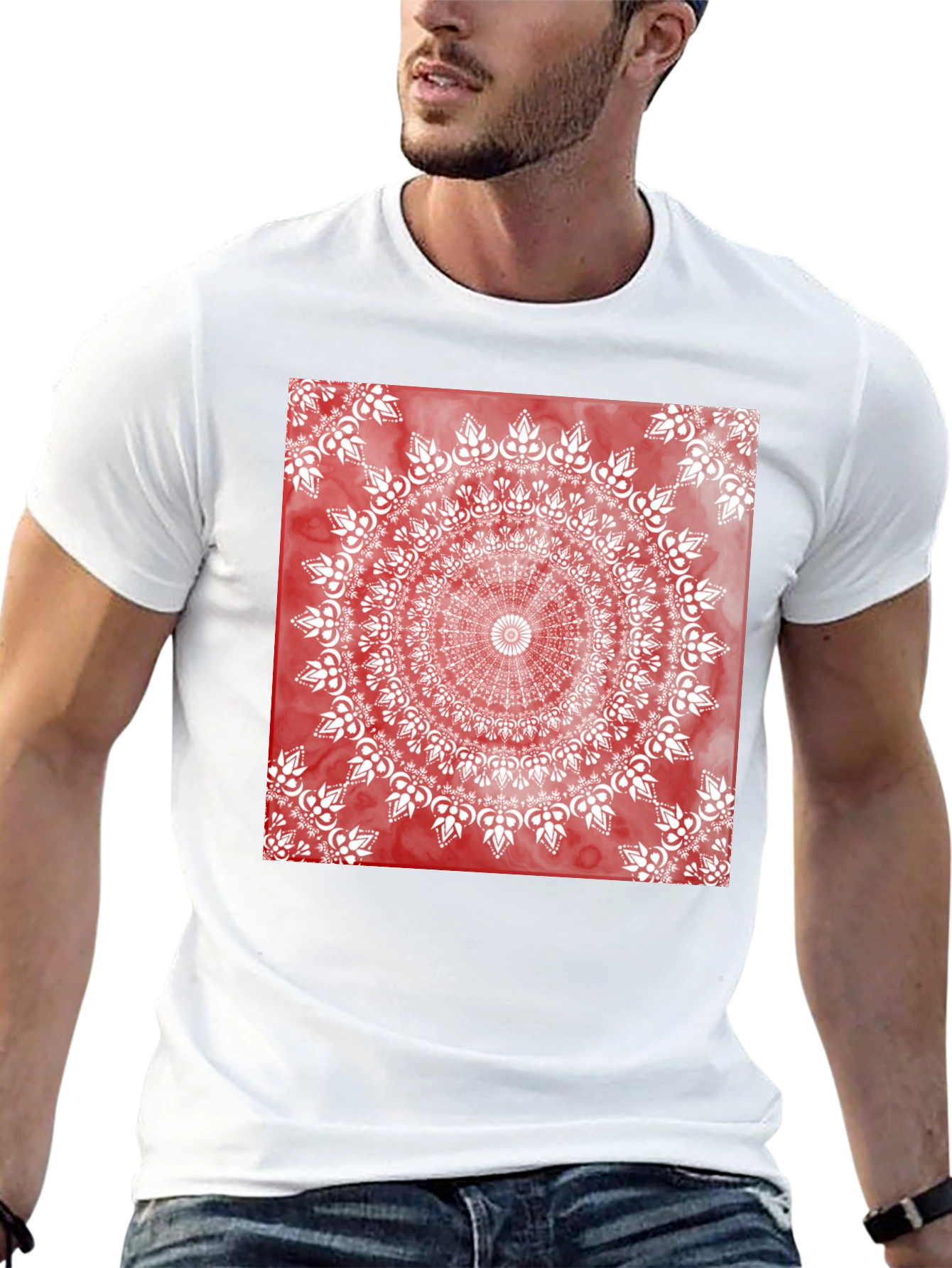 Red Mandala Graphic T-Shirt
