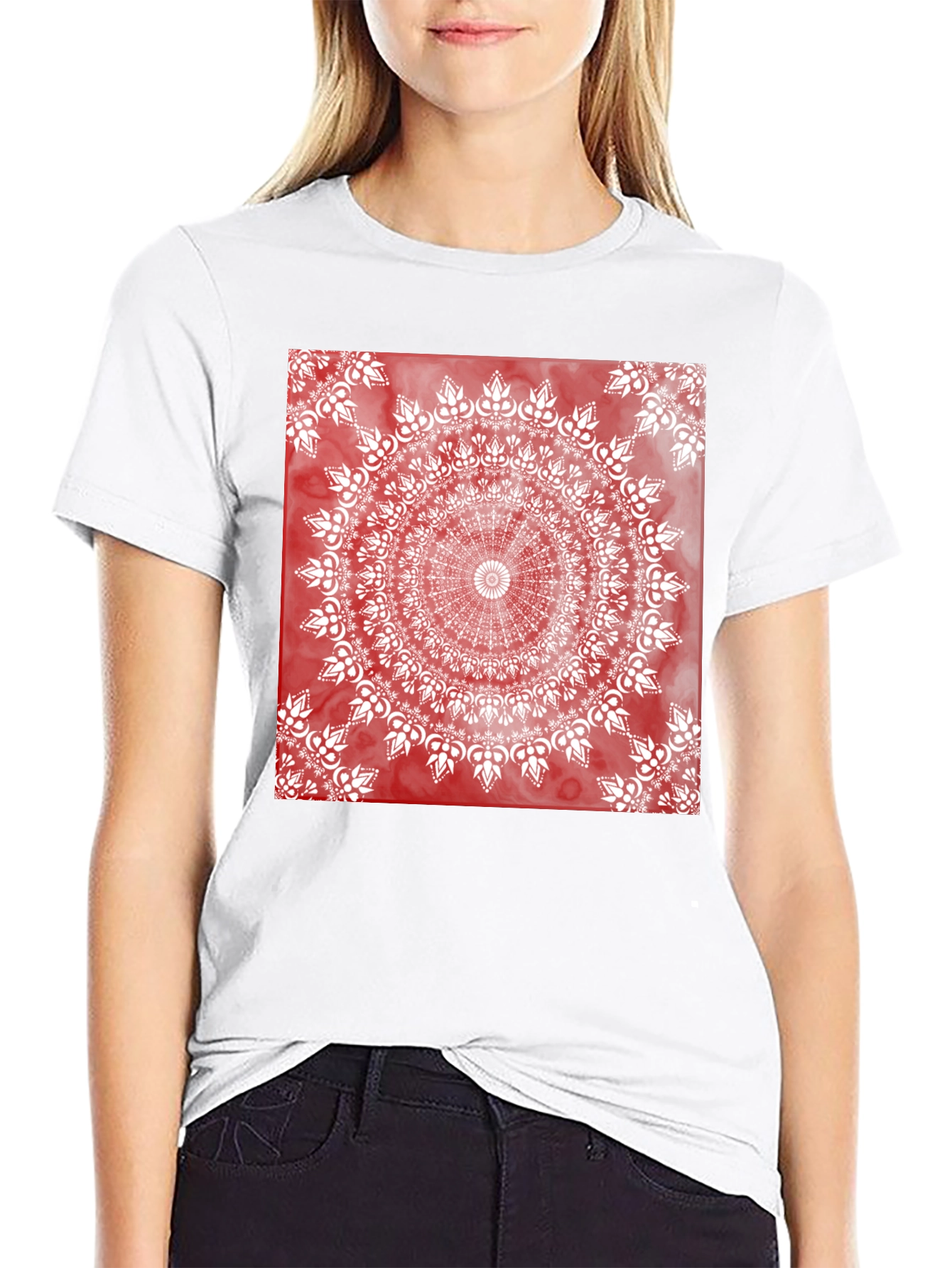 Red Mandala Graphic T-Shirt