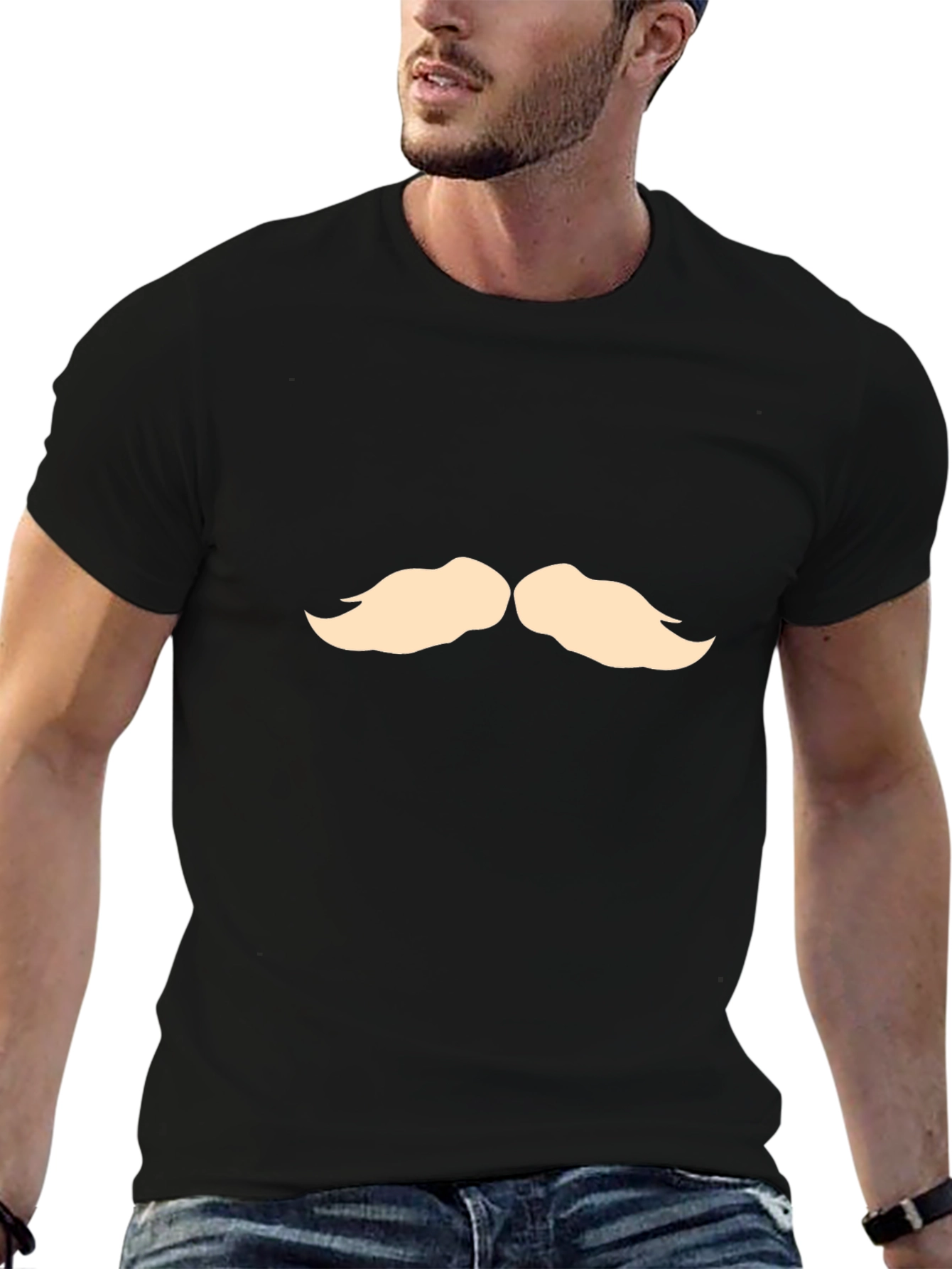 Mustache Graphic Black T-Shirt