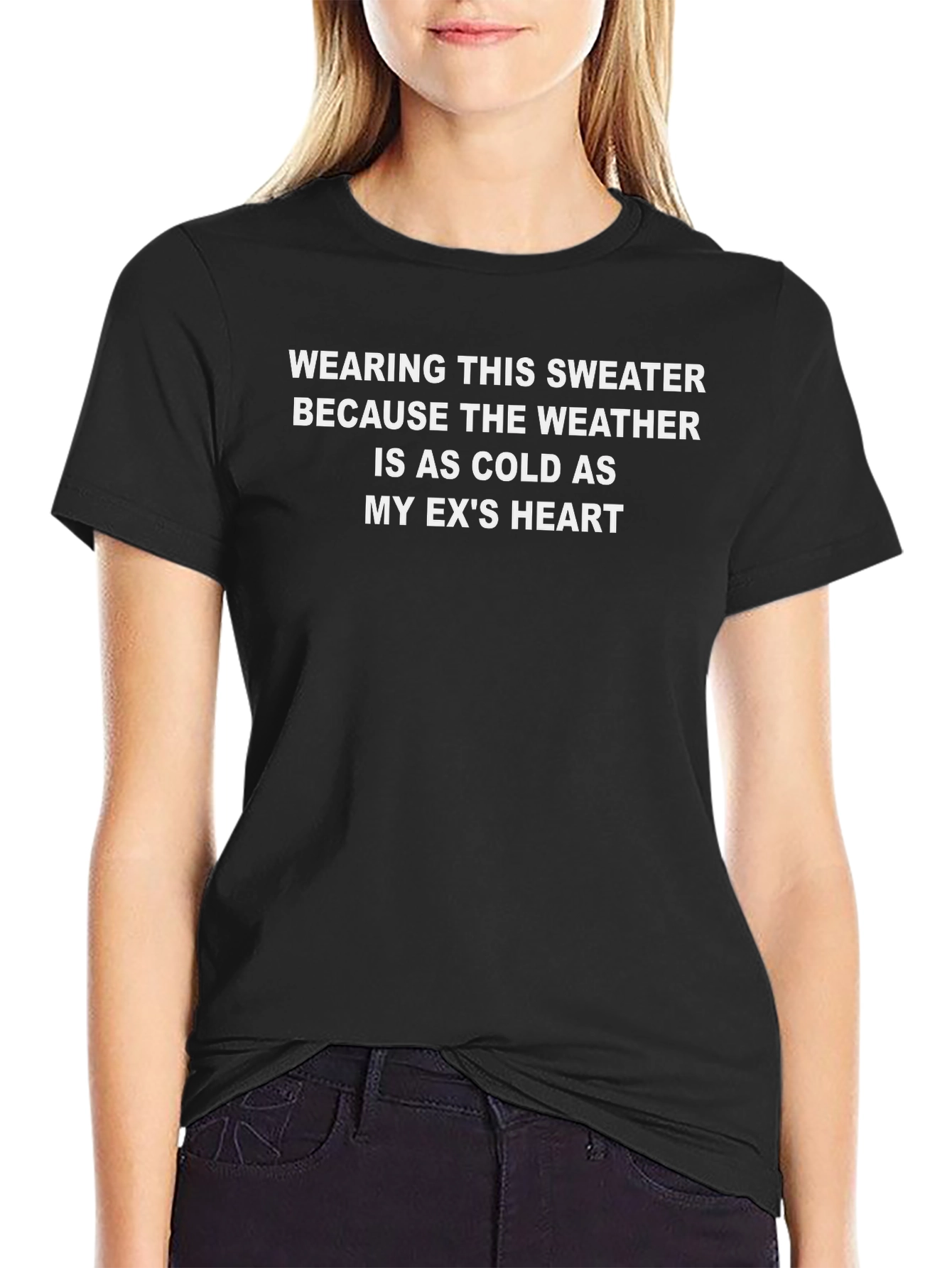 Funny Exs Heart Weather Black T-Shirt