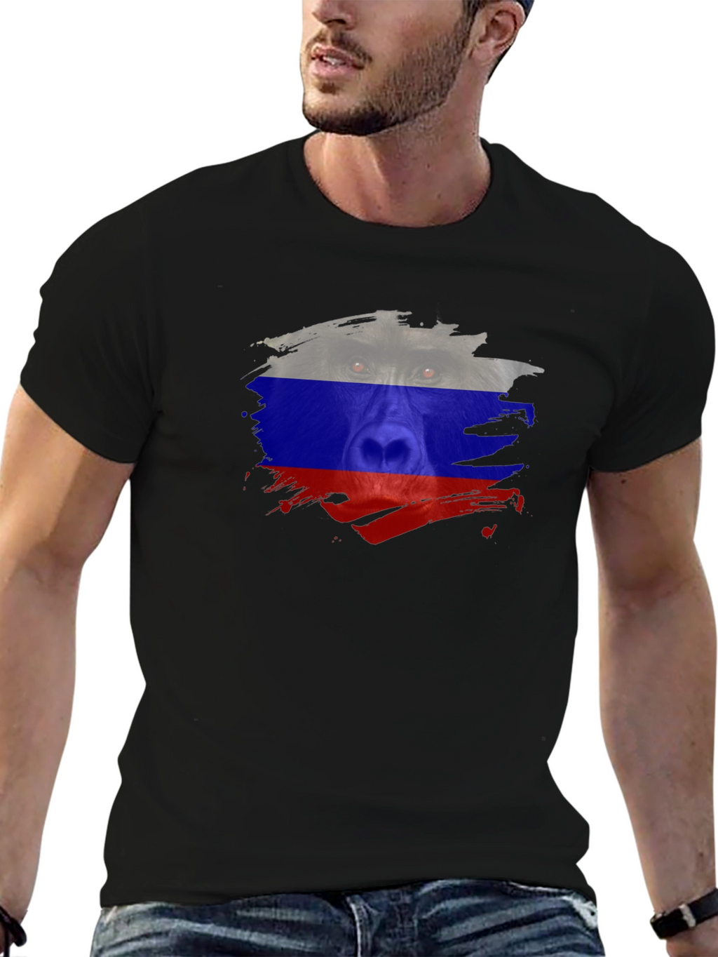 Russian Bear Flag T-Shirt - Black