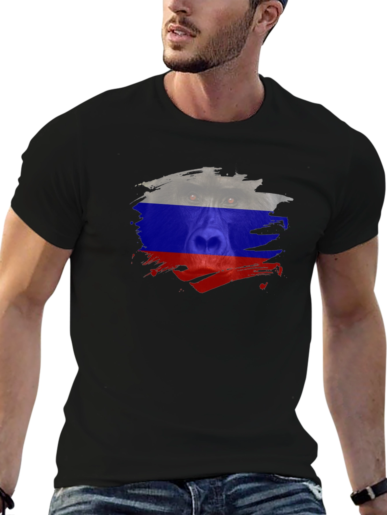 Russian Bear Flag T-Shirt - Black