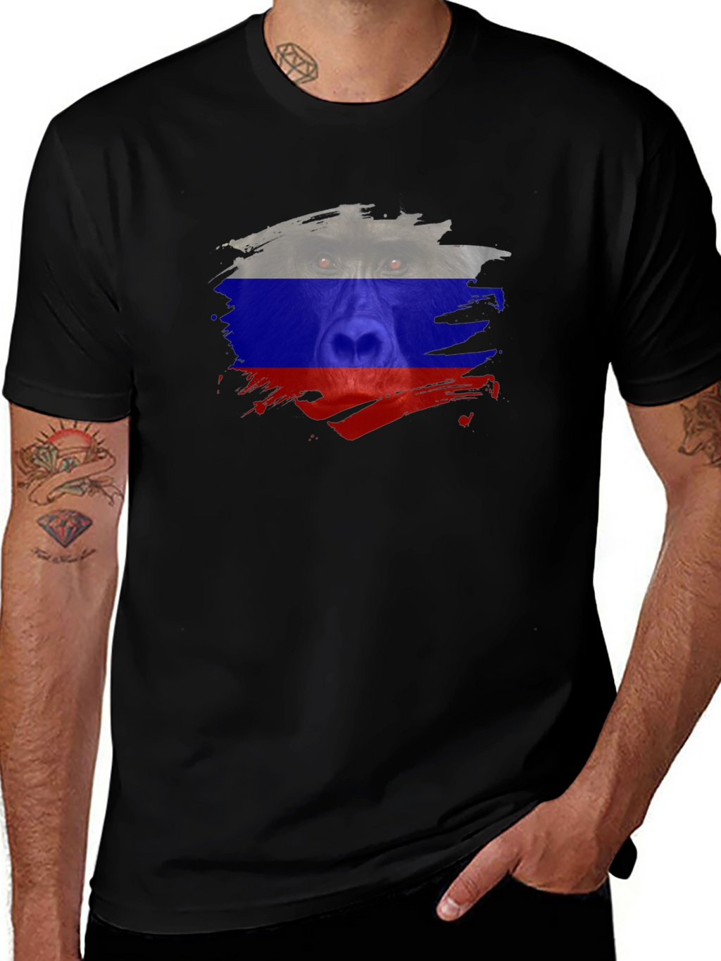 Russian Bear Flag T-Shirt - Black