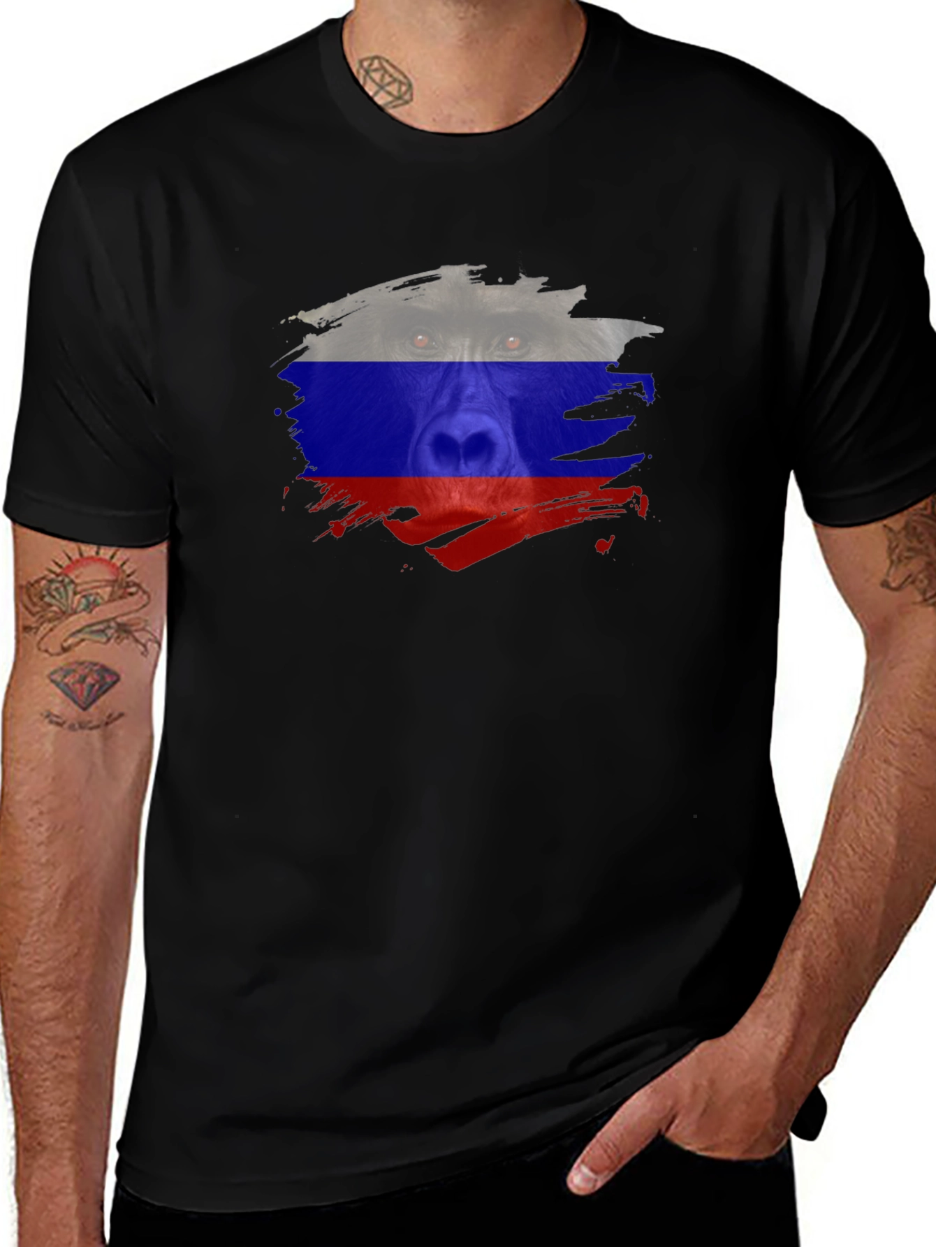 Russian Bear Flag T-Shirt - Black